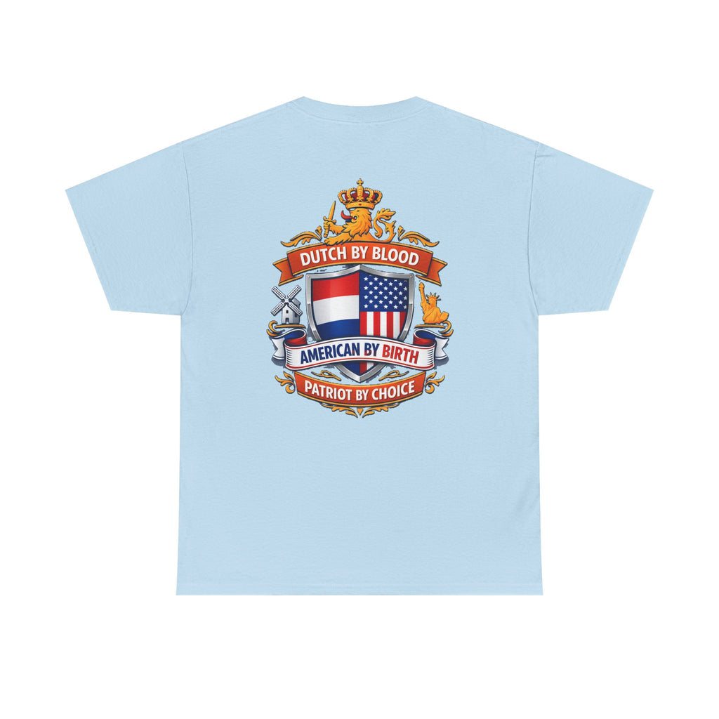 Dutch by Blood, American by Birth T-Shirt — Patriotic Netherlands USA Crest Tee