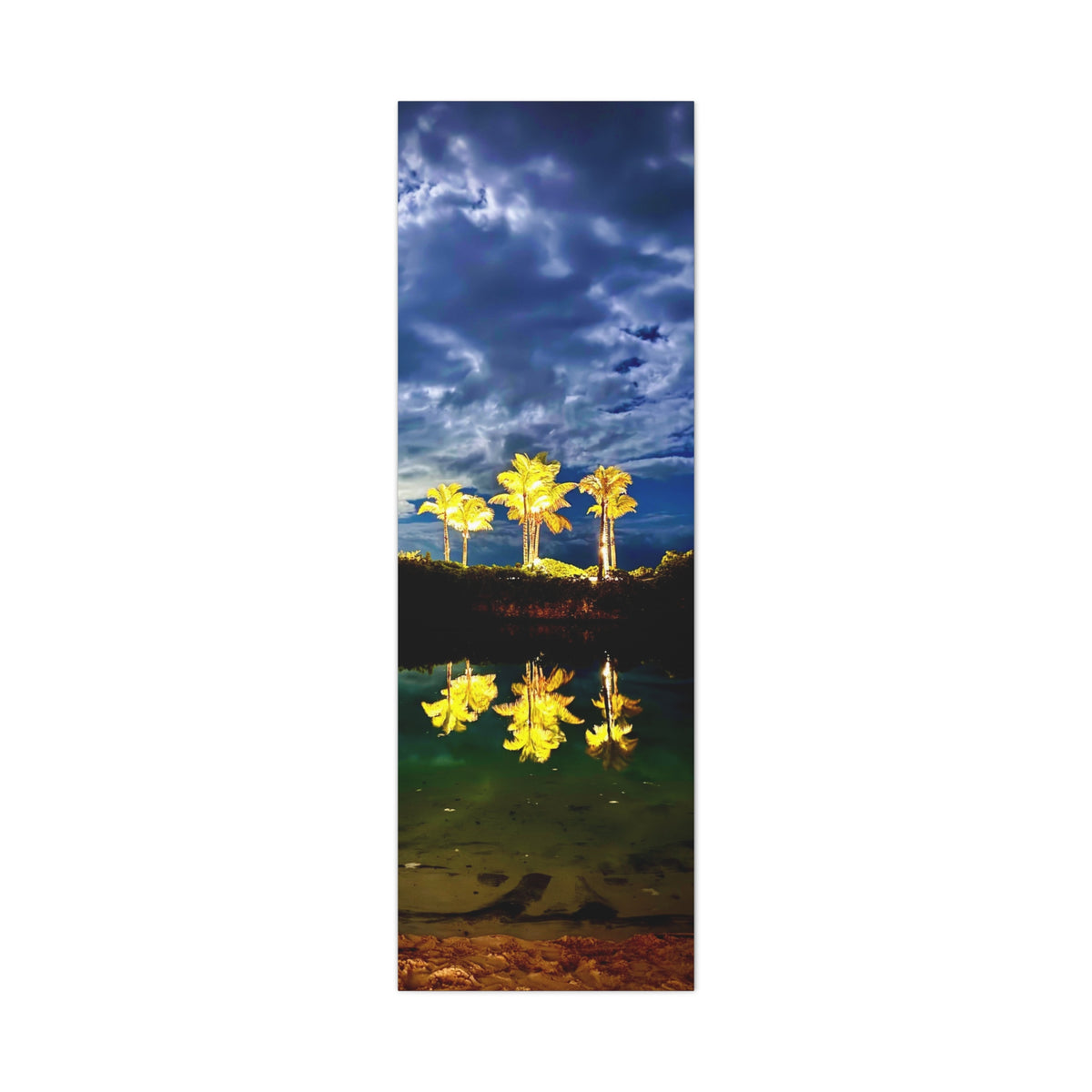 Palm Tree Reflection Matte Canvas Wall Art — Quanta Roo, Tropical Evening