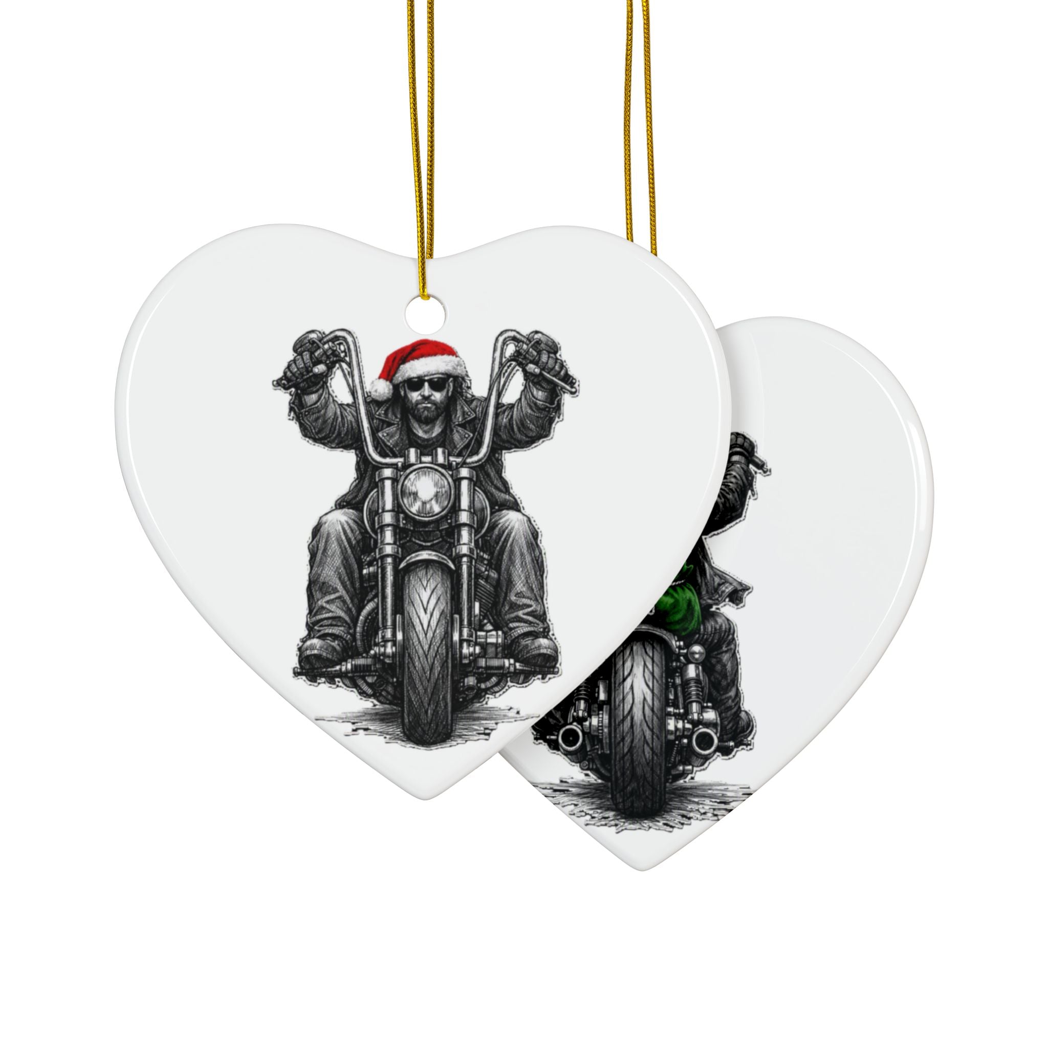 Copy of Biker Motorcycle Ceramic Ornament — Double-Sided Round Holiday Decoration
