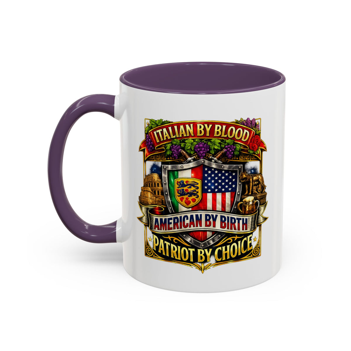 Italian by Blood American by Birth "Patriot by Choice" Accent Coffee Mug (11/15oz)