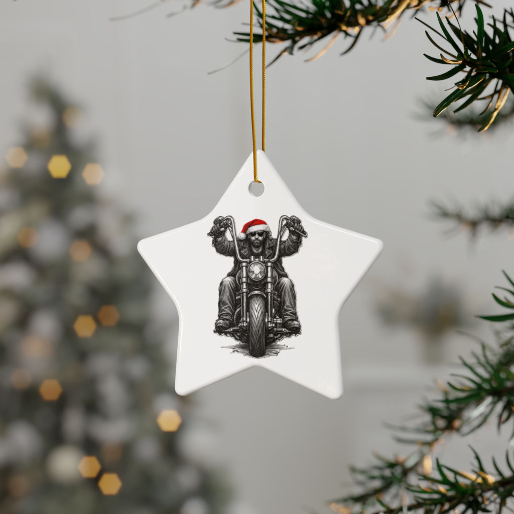 Copy of Biker Motorcycle Ceramic Ornament — Double-Sided Round Holiday Decoration