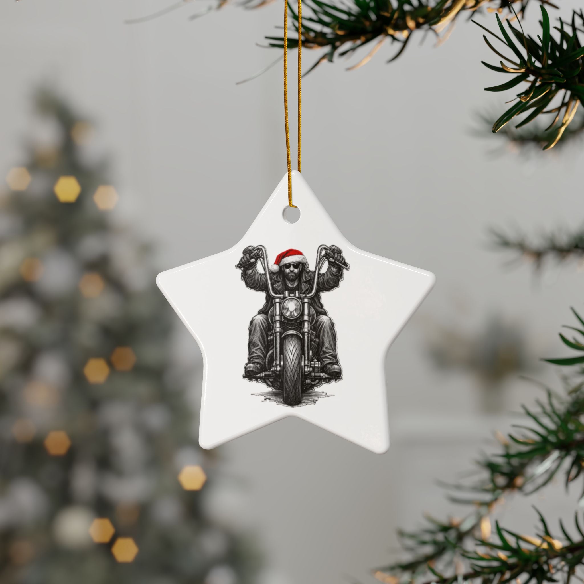 Copy of Biker Motorcycle Ceramic Ornament — Double-Sided Round Holiday Decoration
