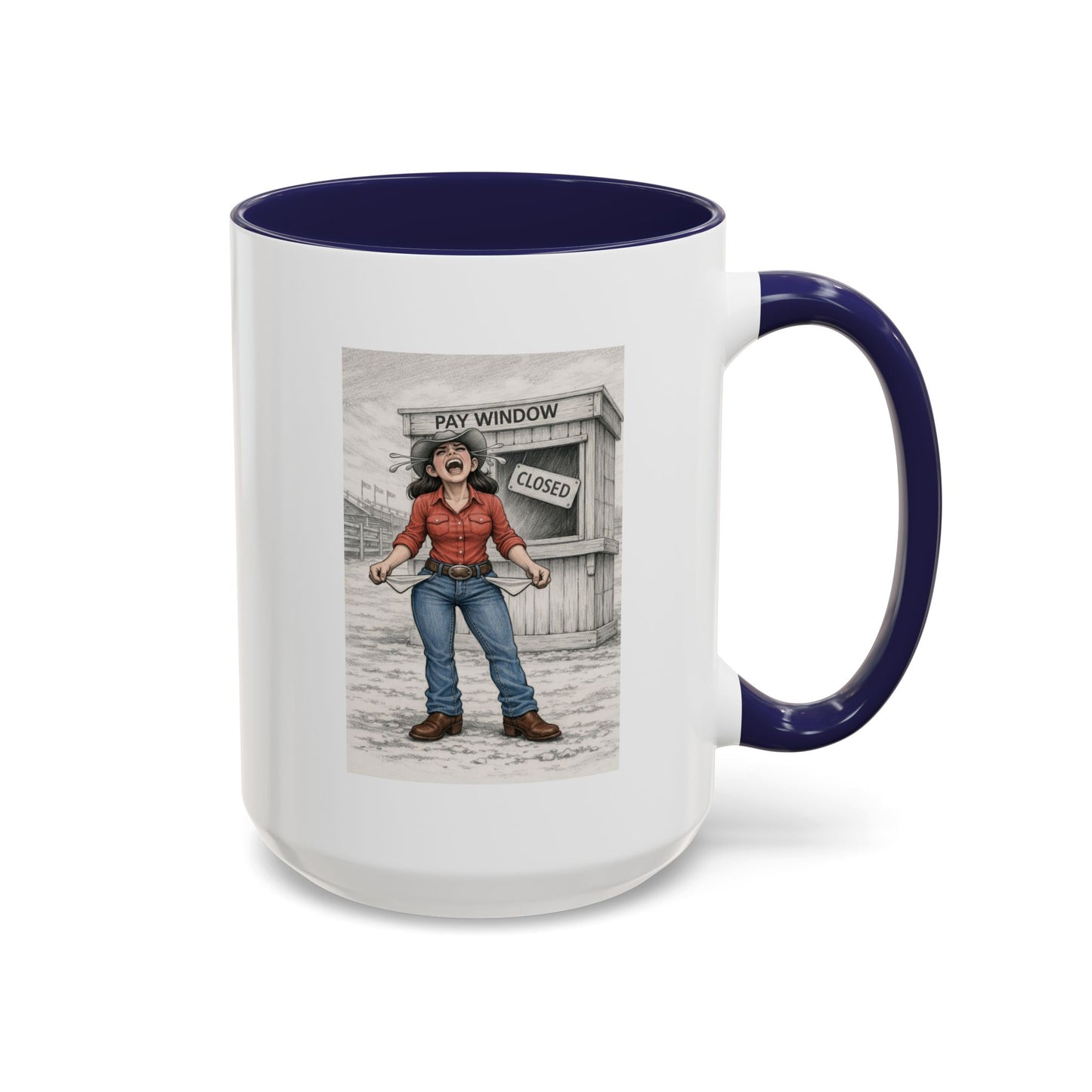Out of the Money Barrel Racing Coffee Mug — Rodeo Cowgirl Accent Mug (11/15 oz)