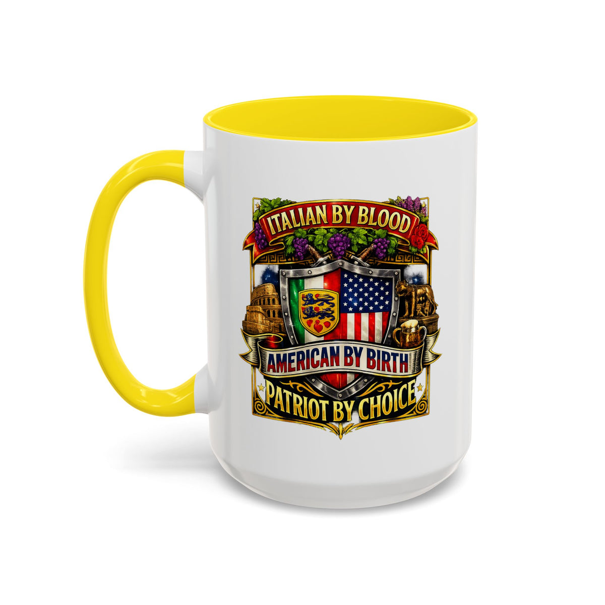 Italian by Blood American by Birth "Patriot by Choice" Accent Coffee Mug (11/15oz)