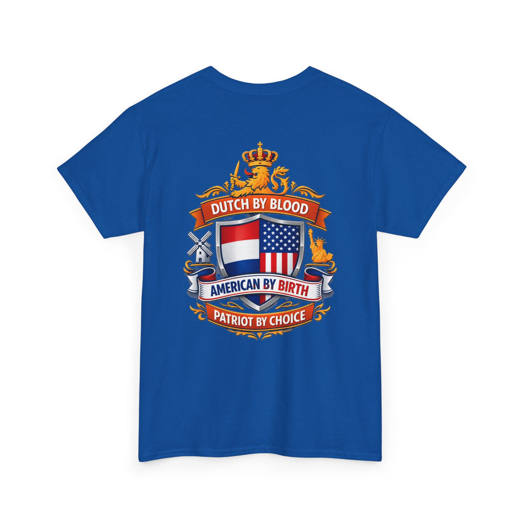 Dutch by Blood, American by Birth T-Shirt — Patriotic Netherlands USA Crest Tee