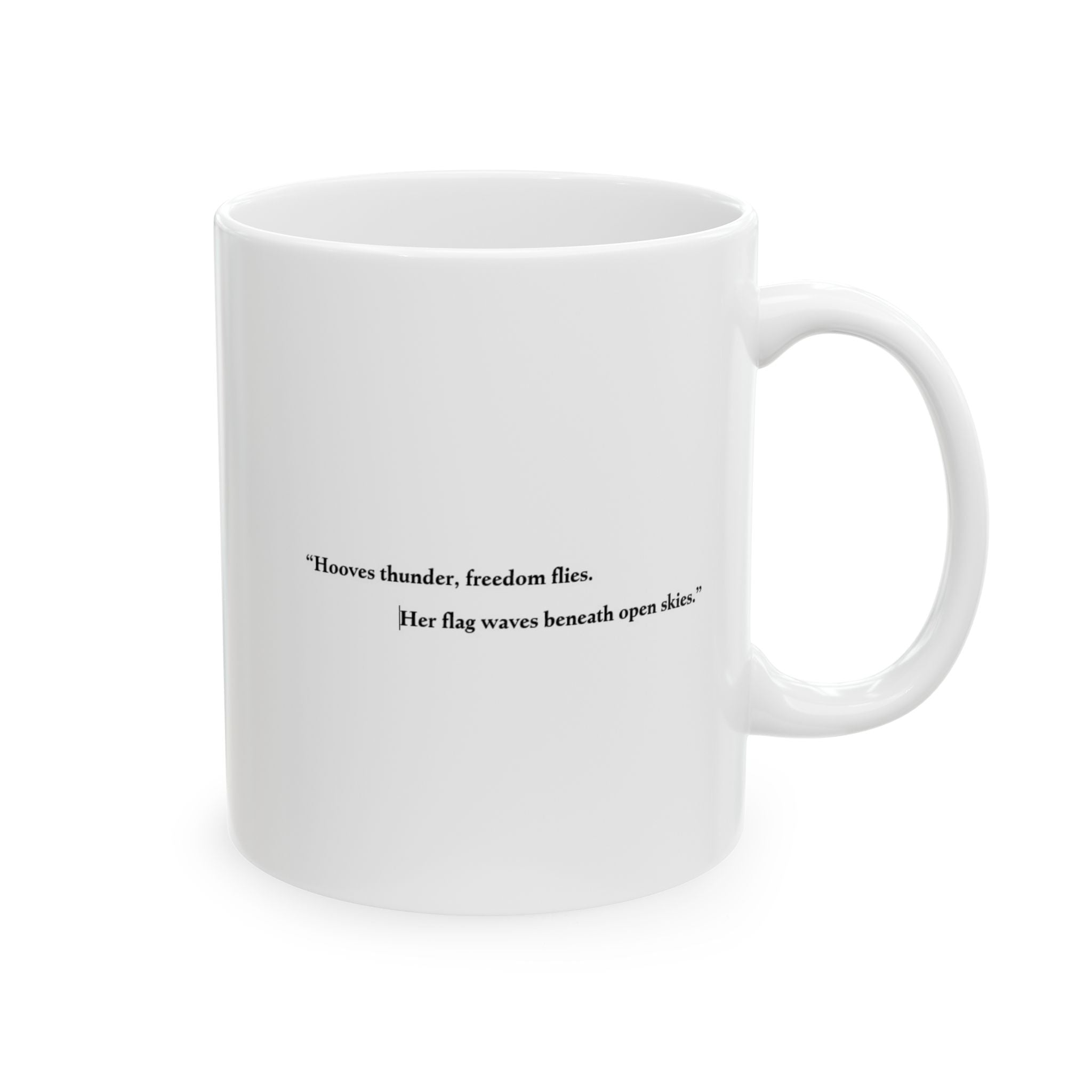 Patriotic Flag & Cowgirl Illustration, 'Freedom' Tribute Coffee Cup (11oz/15oz)