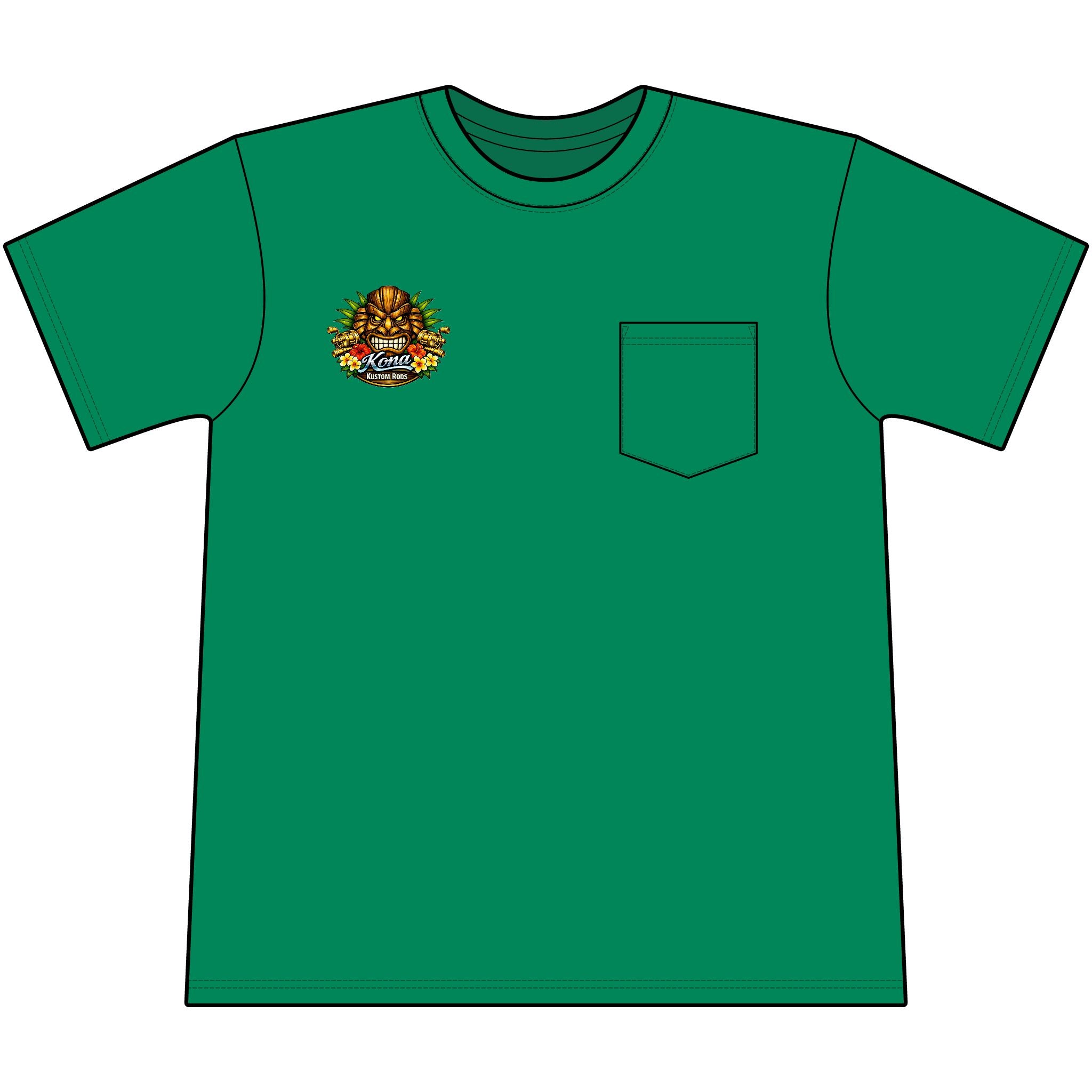 Kona Kustom Rods Yellowtail Tuna Retro Fishing Pocket Tee