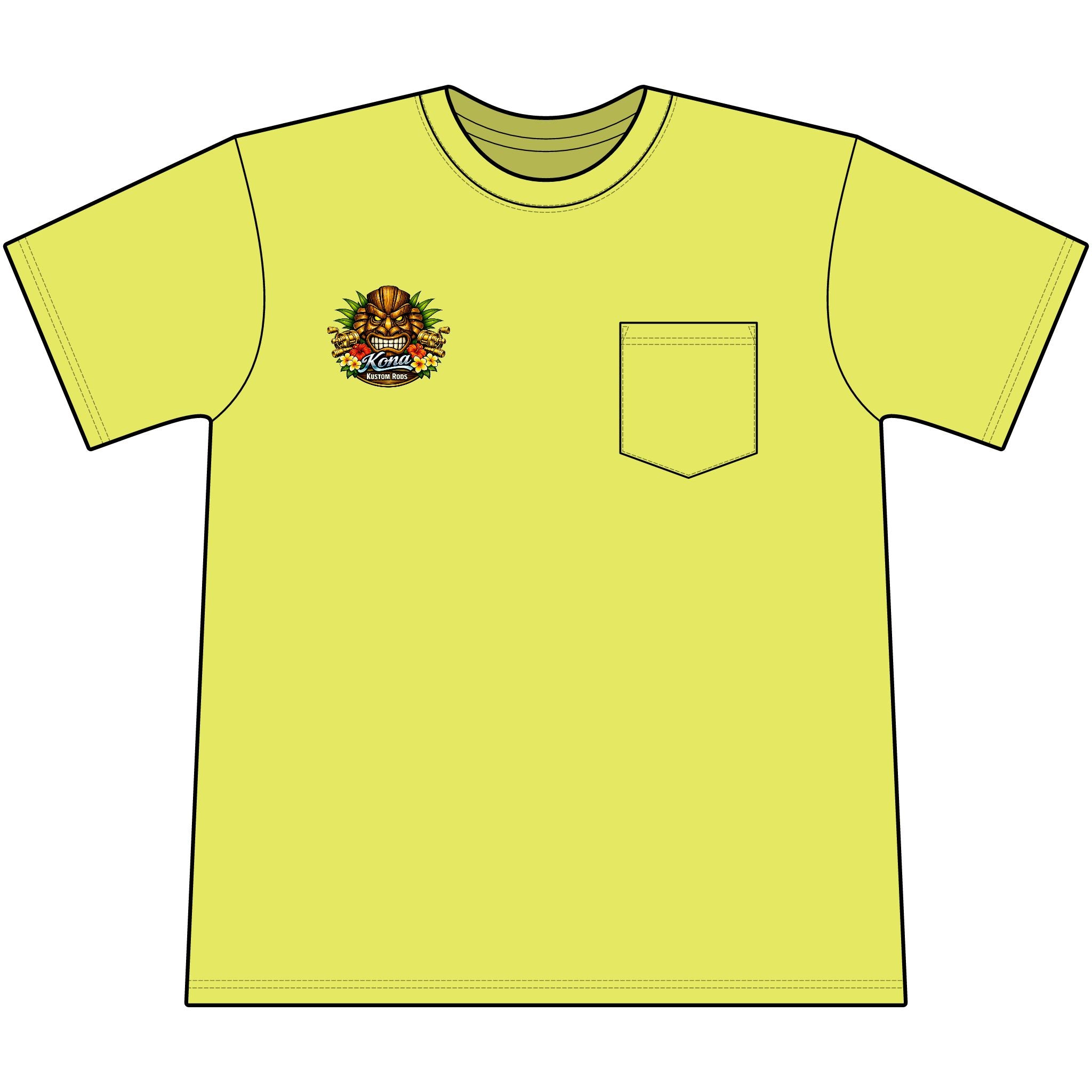 Kona Kustom Rods Yellowtail Tuna Retro Fishing Pocket Tee
