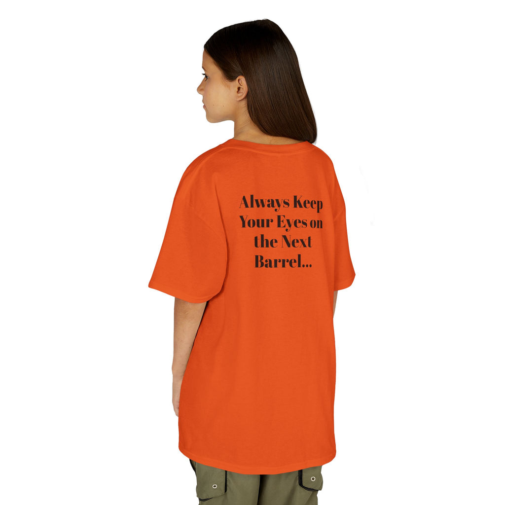 Kids T-Shirt — 'Always Keep Your Eye On the Next Barrel' Cowgirl Graphic