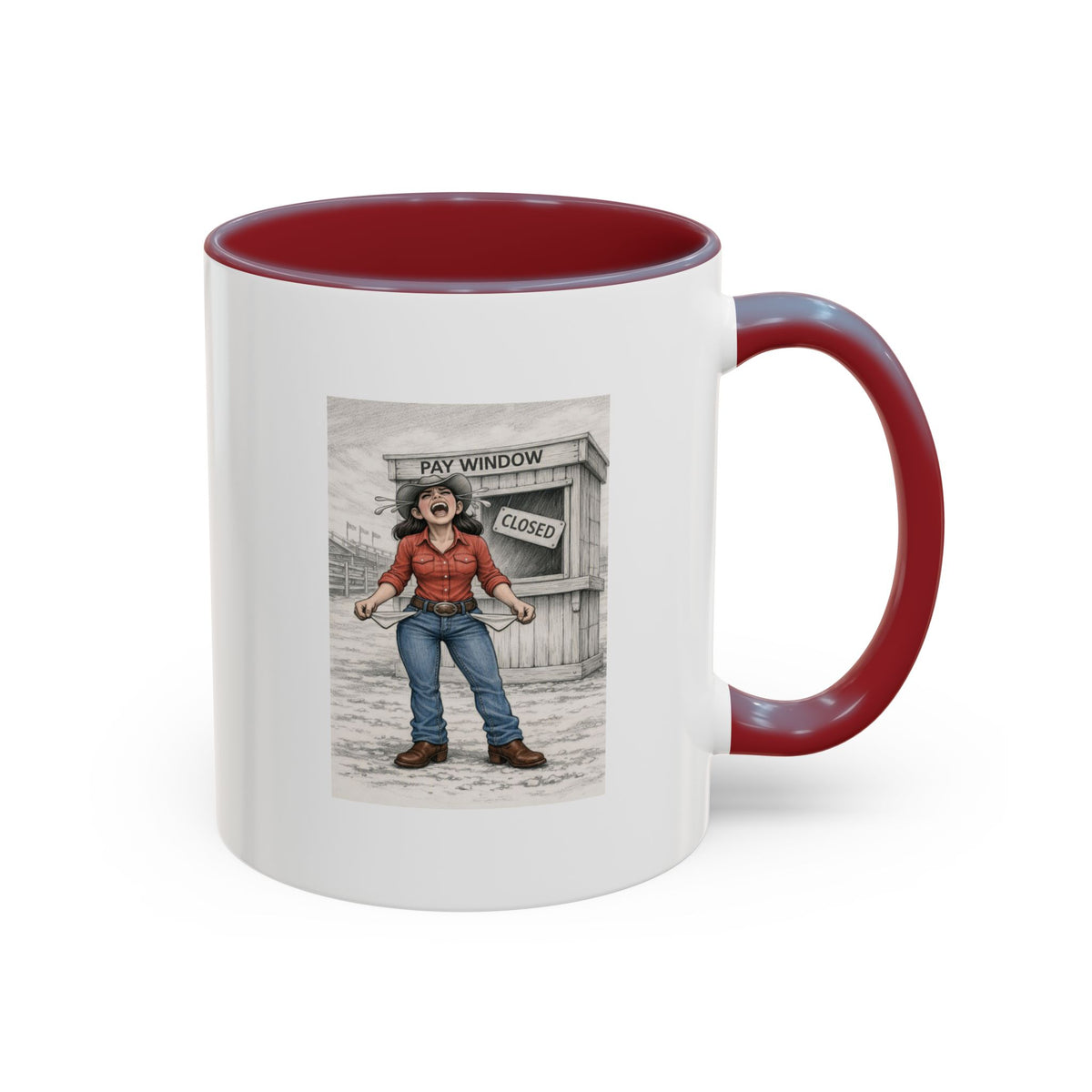 Out of the Money Barrel Racing Coffee Mug — Rodeo Cowgirl Accent Mug (11/15 oz)