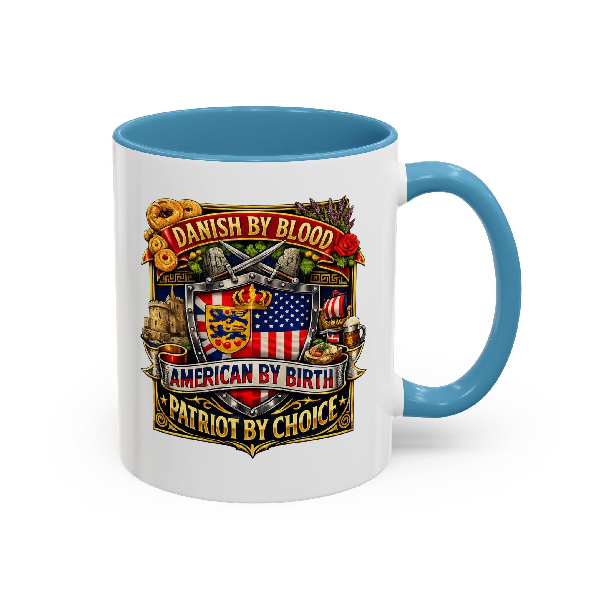 Danish/American Pride Danish by Blood, American by Birth Accent Coffee Mug (11/15oz)