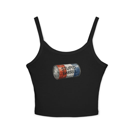 Stupid Barrel Graphic Cropped Tank — Women’s Spaghetti Strap Crop Top