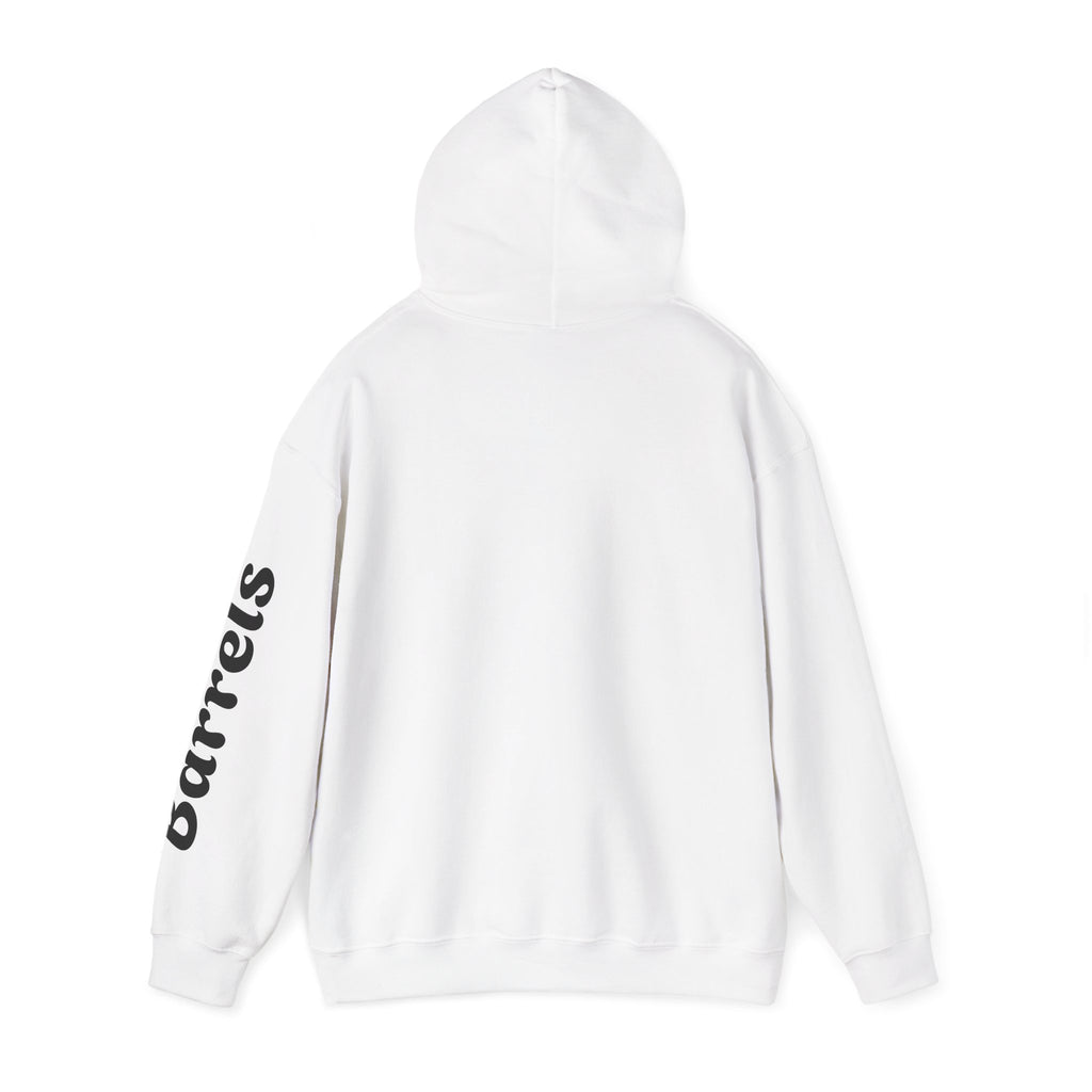 Cowgirl Barrel Racing Hoodie — Western Rodeo Pullover with 'barrels' Sleeve Text