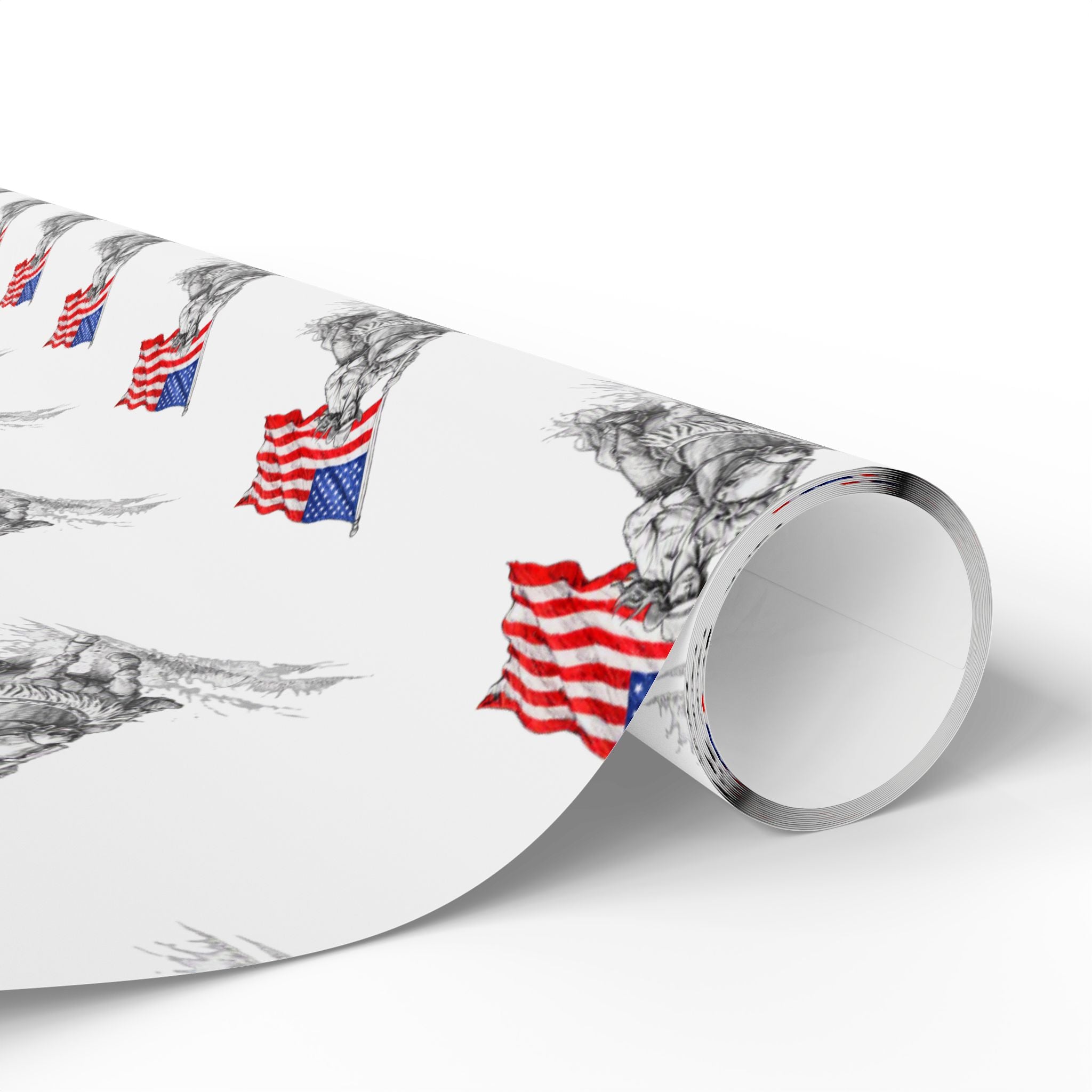 Grand Entry Cowgirl Wrapping Paper Roll — Red, White & Blue, Black Sketch Rodeo Gift Wrap
