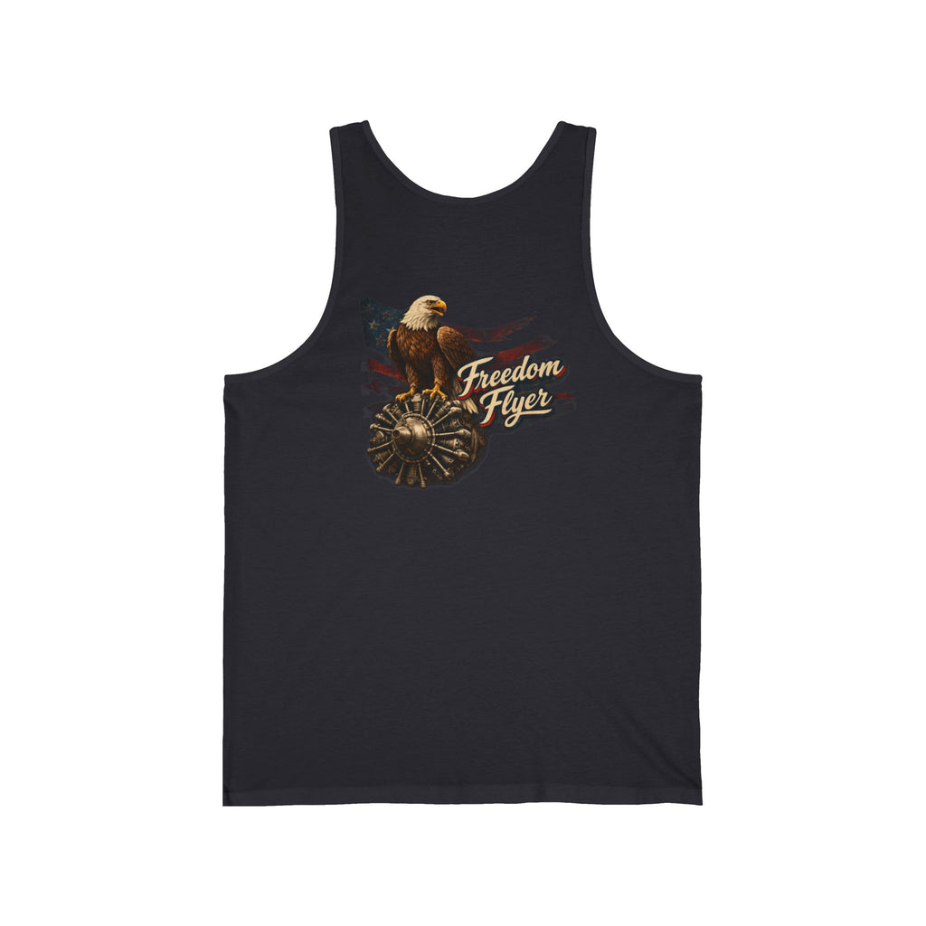 Freedom Flyer Tank Top — Eagle, Motorcycle & P-51 Plane Patriotic Graphic Tank