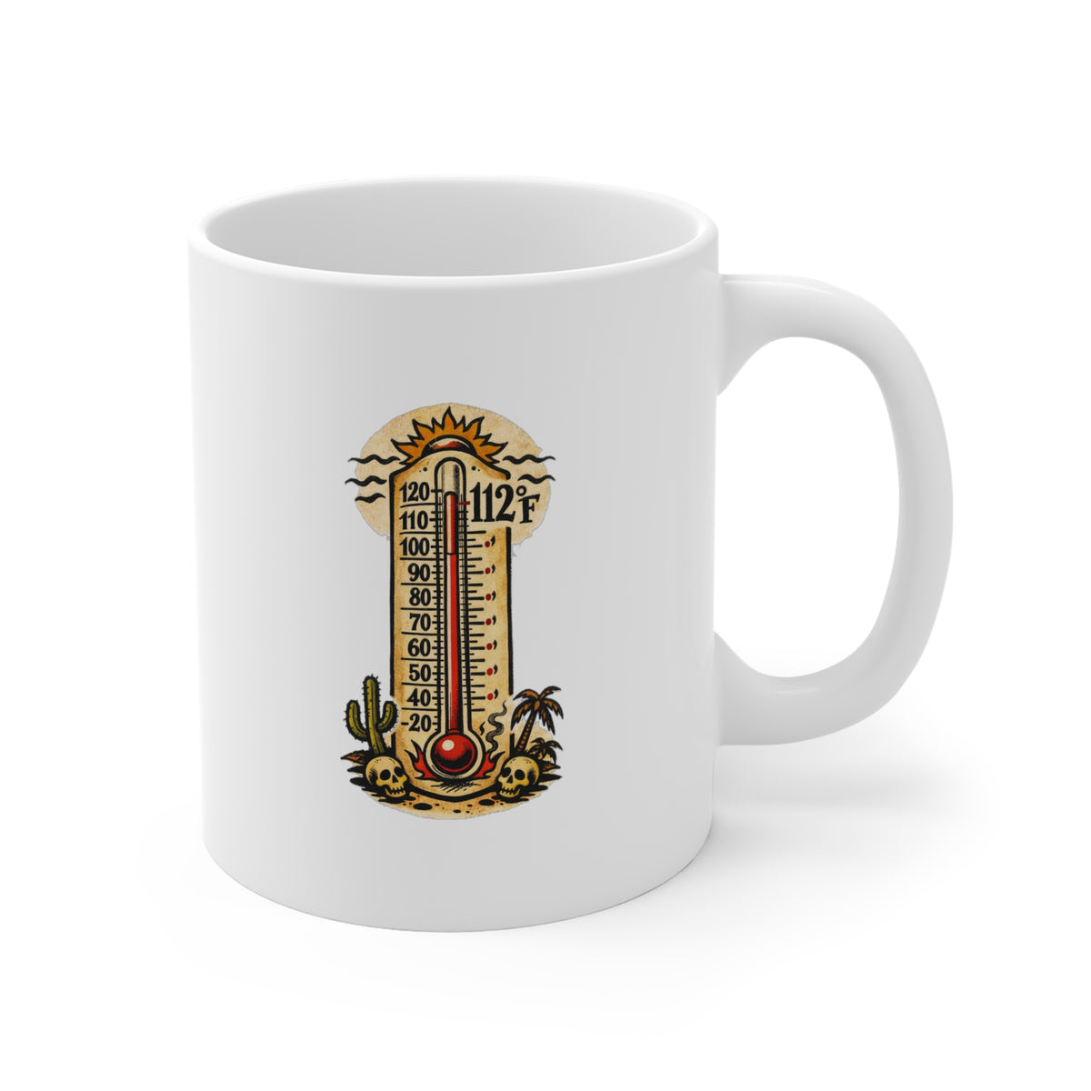 Arizona Skull Cowboy Mug — Western Skull with Guns & Cactus 11oz