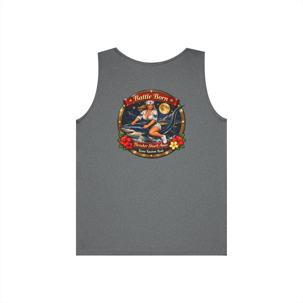 Vintage Pinup Surf Tank Top — 'Battle Born' Retro Beach Graphic
