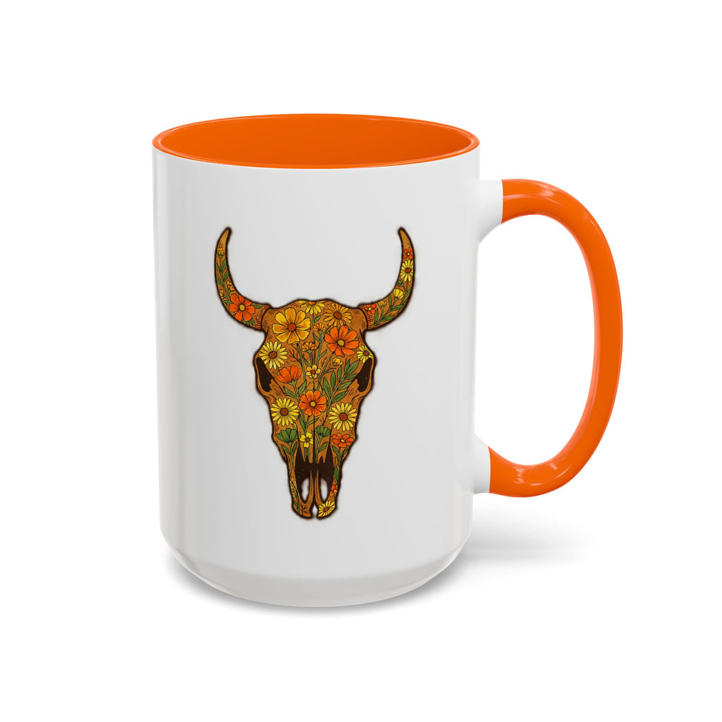 Copy of Turquoise Floral Bull Skull Coffee Mug — Southwestern Accent 11/15oz