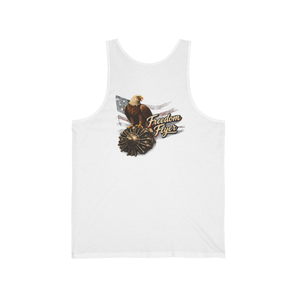 Freedom Flyer Tank Top — Eagle, Motorcycle & P-51 Plane Patriotic Graphic Tank
