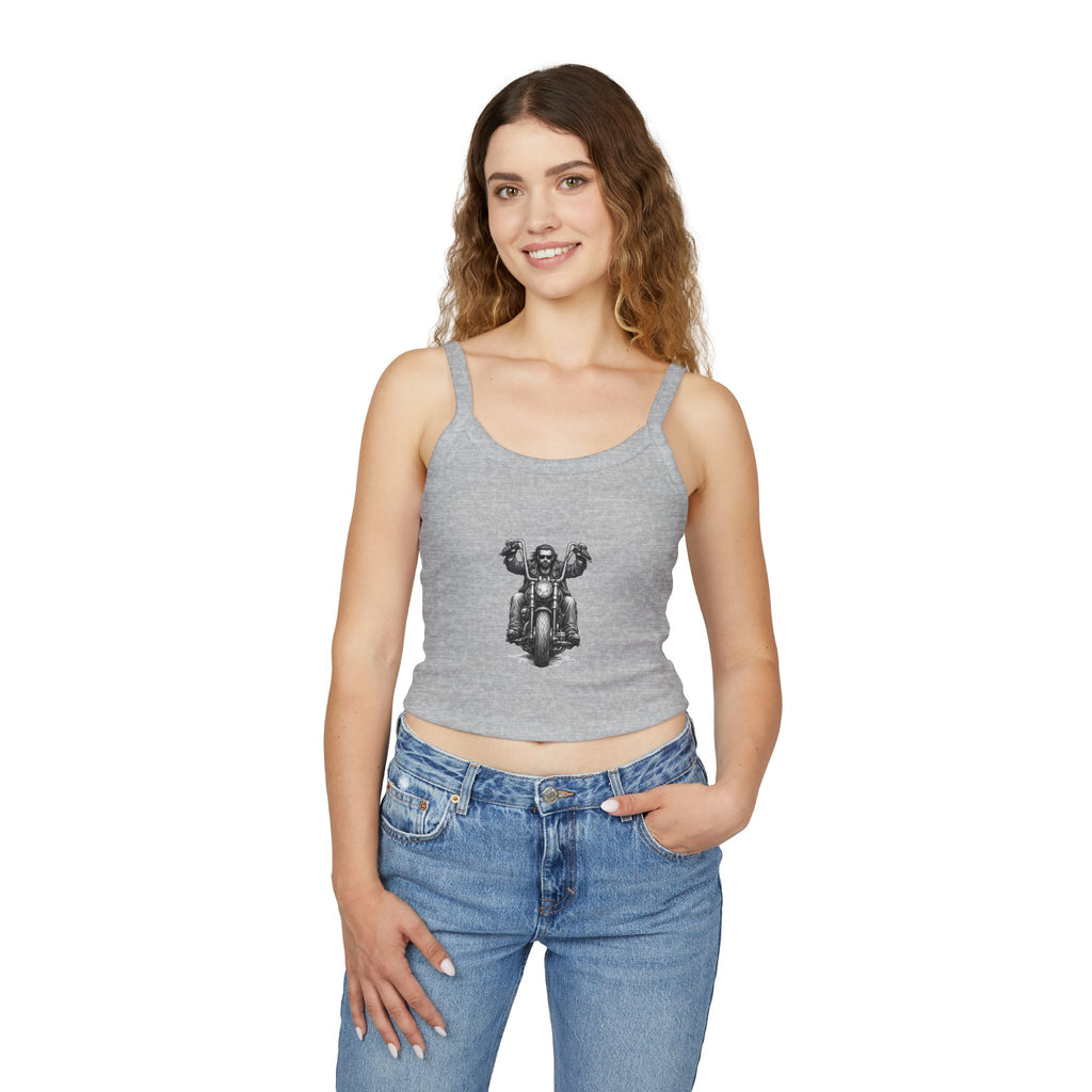 Motorcycle Rider Crop Tank Top — Vintage Biker Graphic