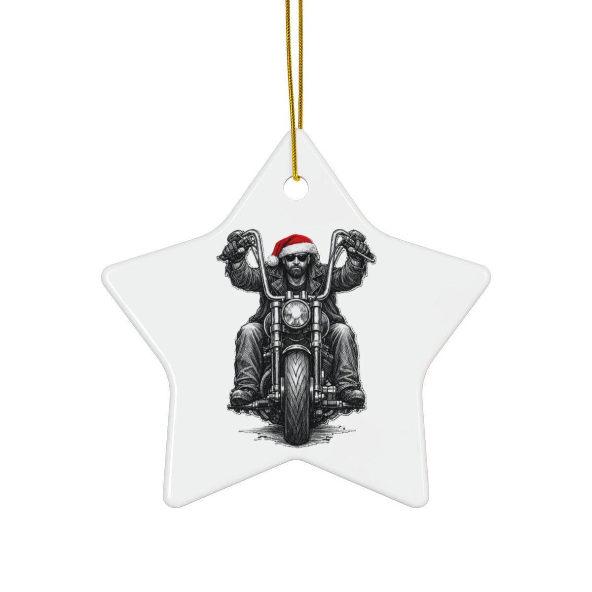 Copy of Biker Motorcycle Ceramic Ornament — Double-Sided Round Holiday Decoration