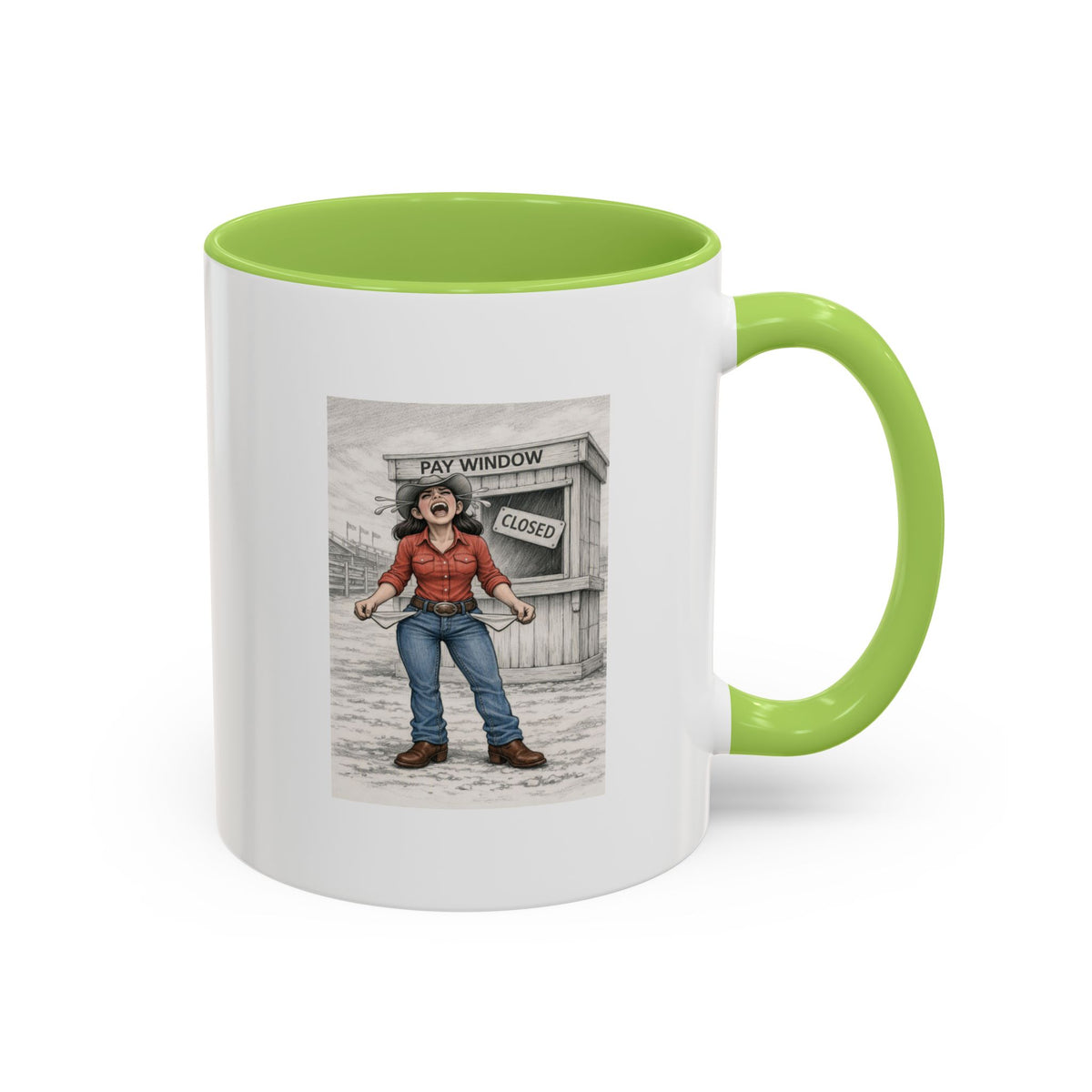 Out of the Money Barrel Racing Coffee Mug — Rodeo Cowgirl Accent Mug (11/15 oz)