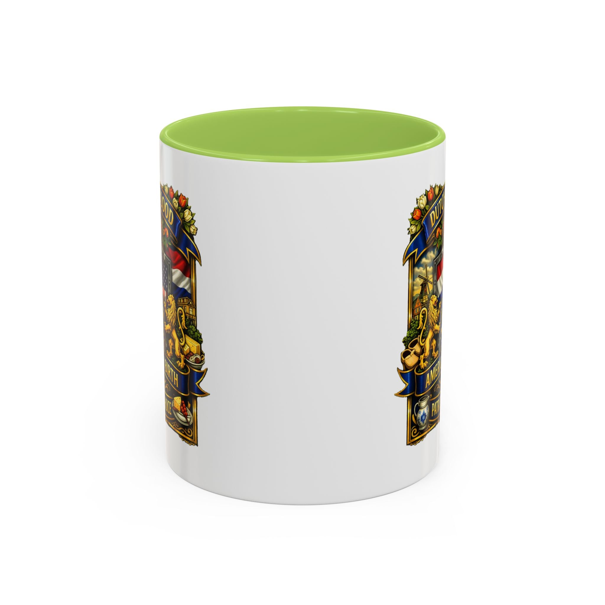 Dutch/American Pride Mug with Vintage Botanical Crest Design