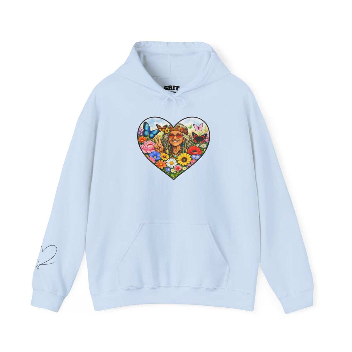 Heart Floral Hippie Hoodie - Vintage Flower Child Pullover