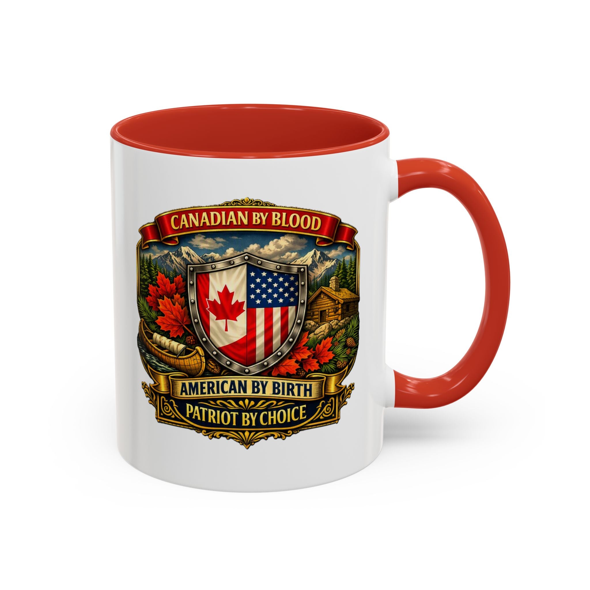 Canadian by Blood American by Birth Accent Coffee Mug — Patriot by Choice 11/15oz