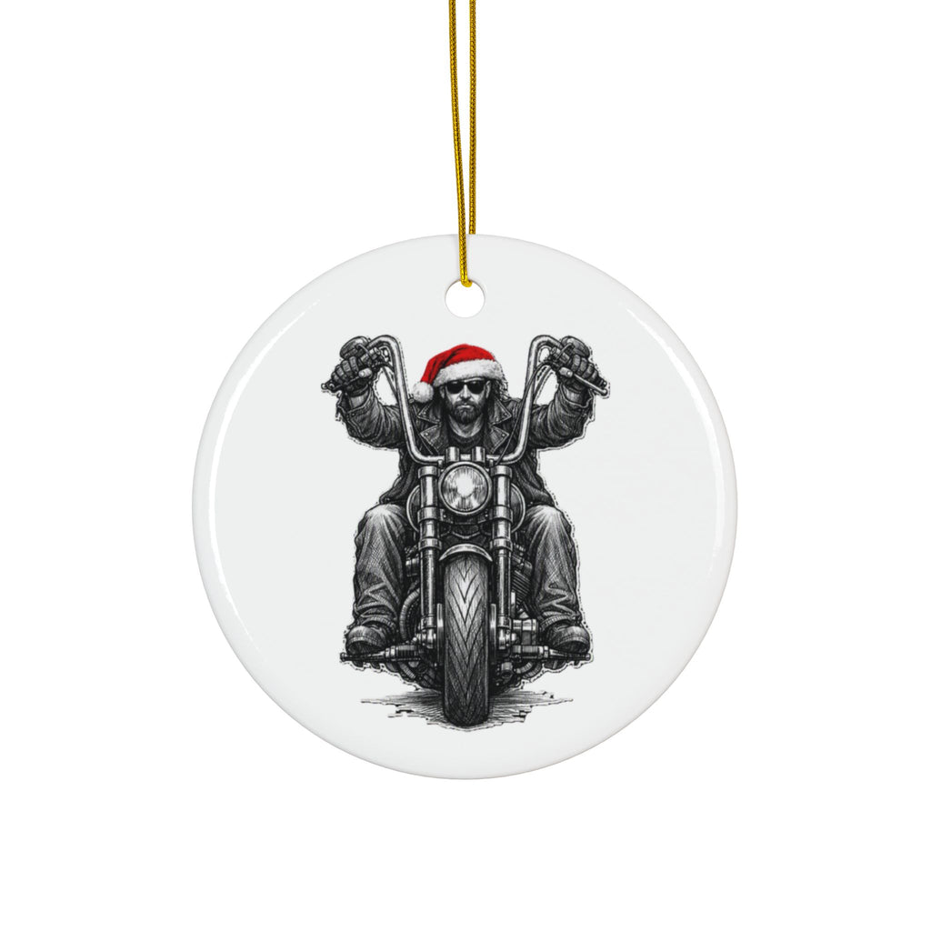 Copy of Biker Motorcycle Ceramic Ornament — Double-Sided Round Holiday Decoration
