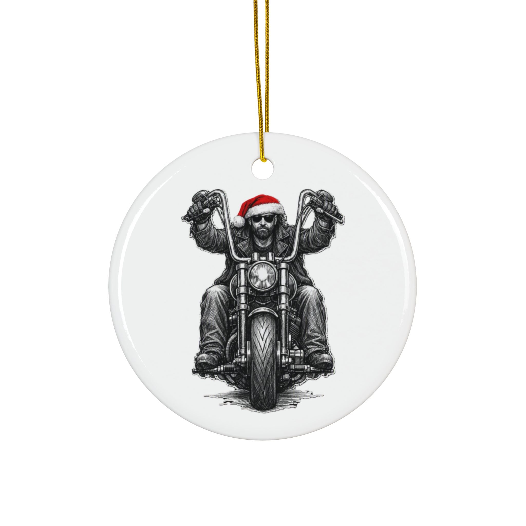 Copy of Biker Motorcycle Ceramic Ornament — Double-Sided Round Holiday Decoration