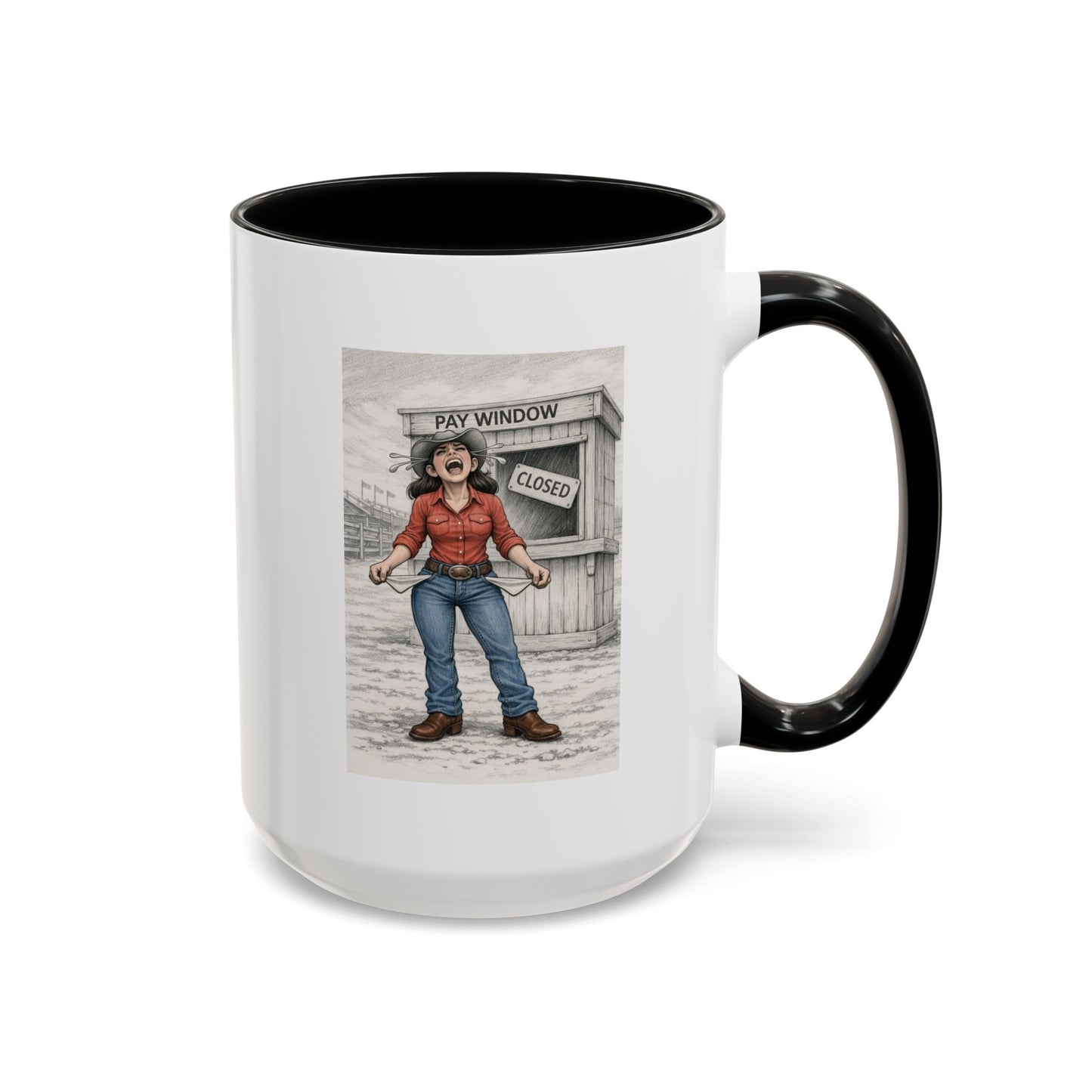 Out of the Money Barrel Racing Coffee Mug — Rodeo Cowgirl Accent Mug (11/15 oz)