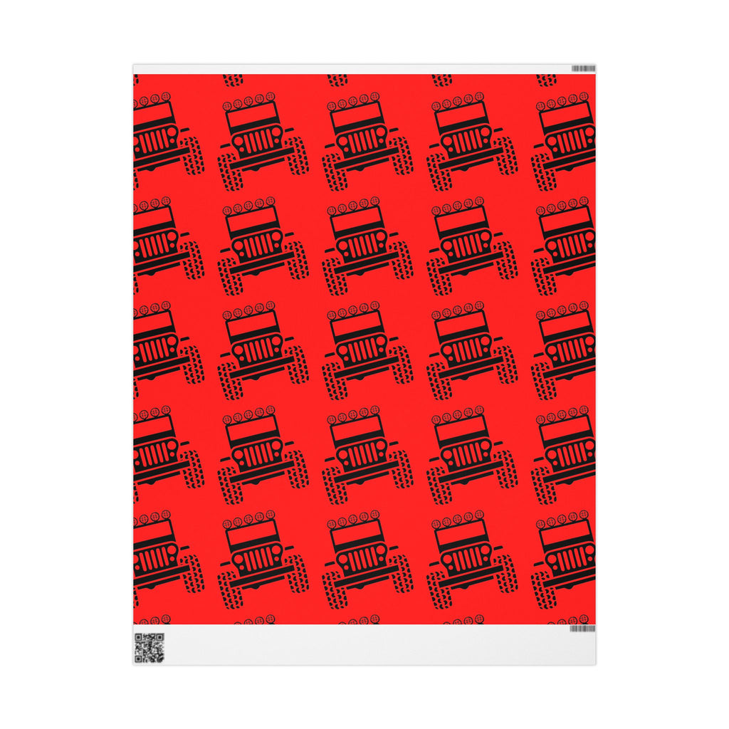 4X4 Off-Road Wrapping Paper Roll — Red Holiday Pattern for the Jeep lover.