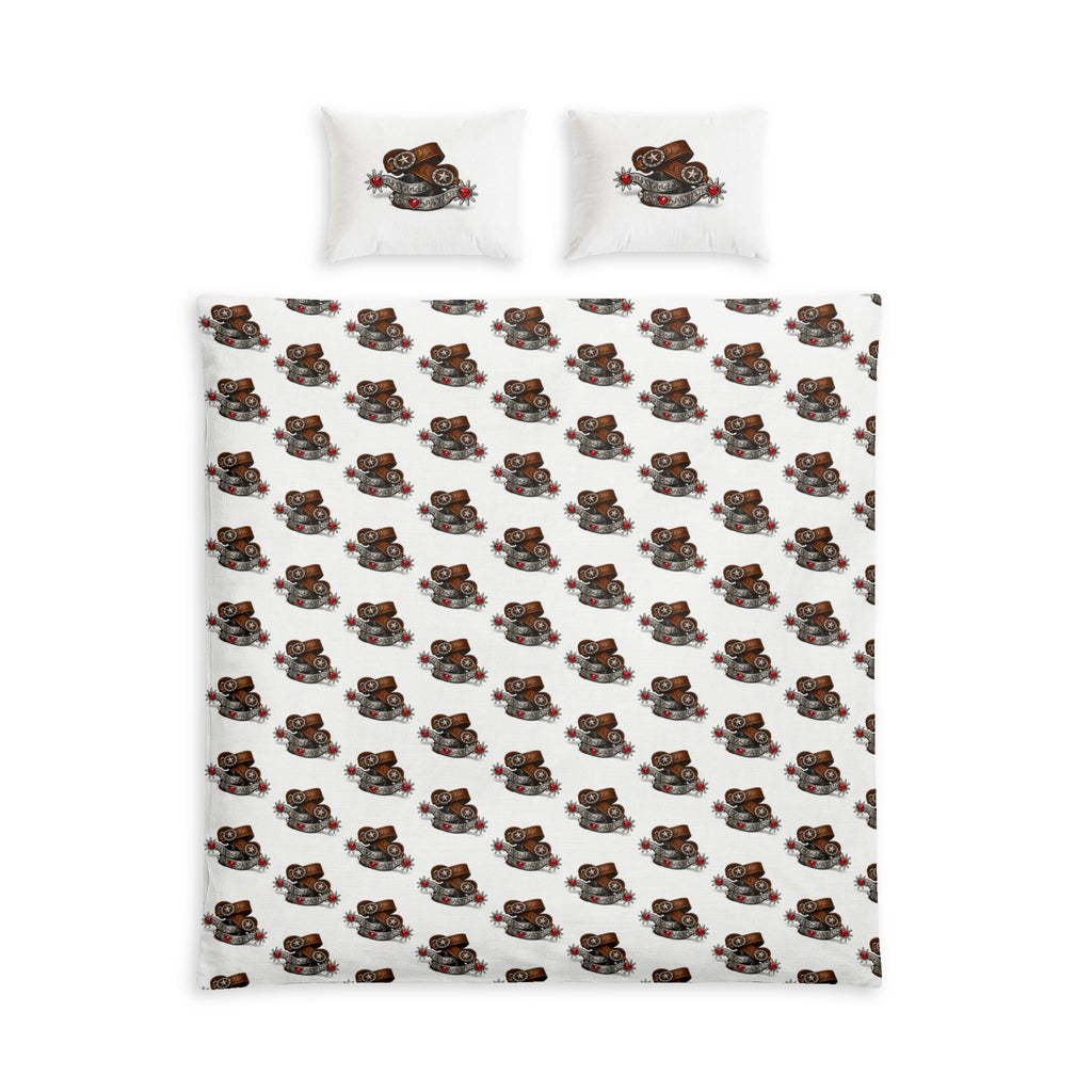 Cowgirl Ruby Heart Spurs Cotton Bed Set – Floral Espresso Pattern Duvet Cover