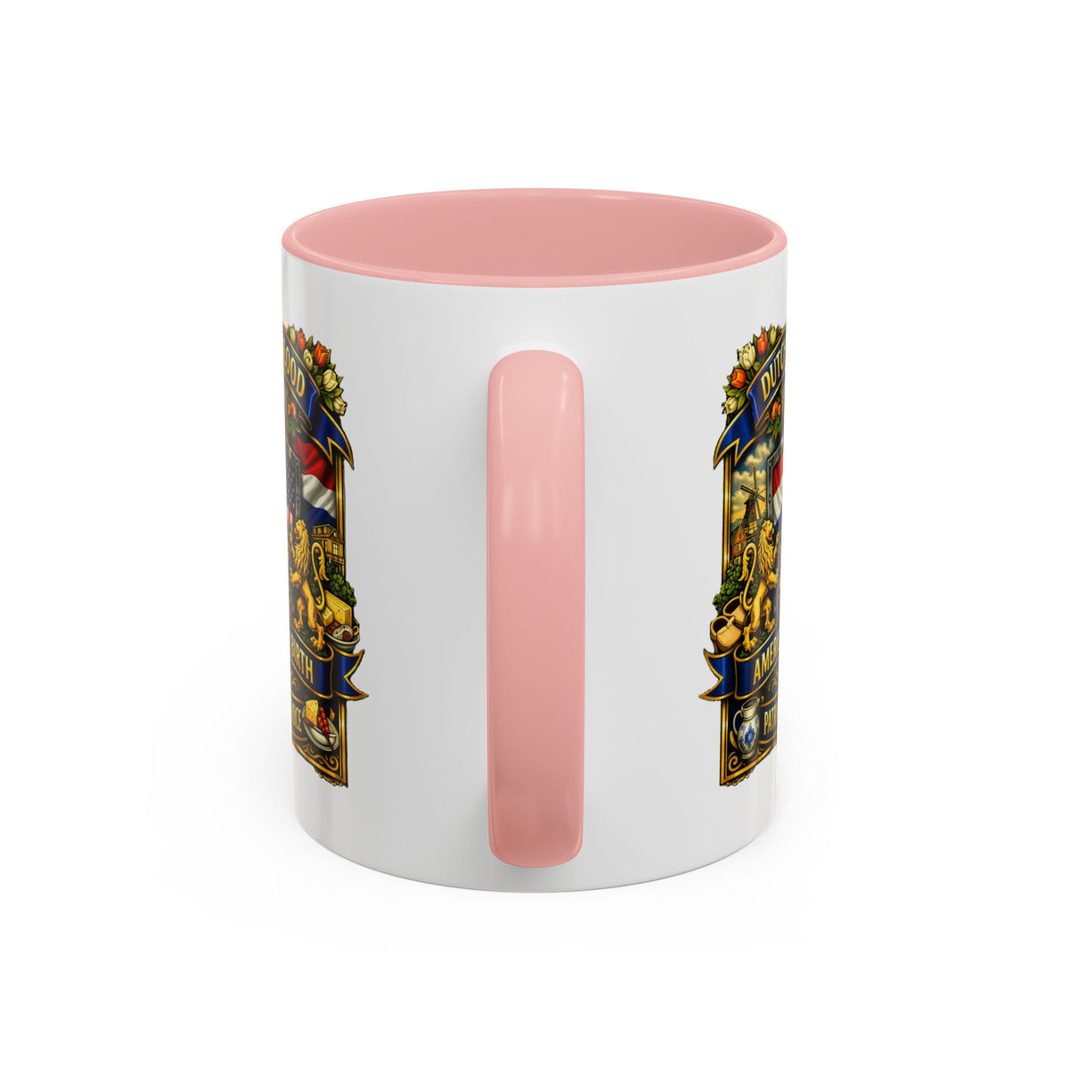 Dutch/American Pride Mug with Vintage Botanical Crest Design