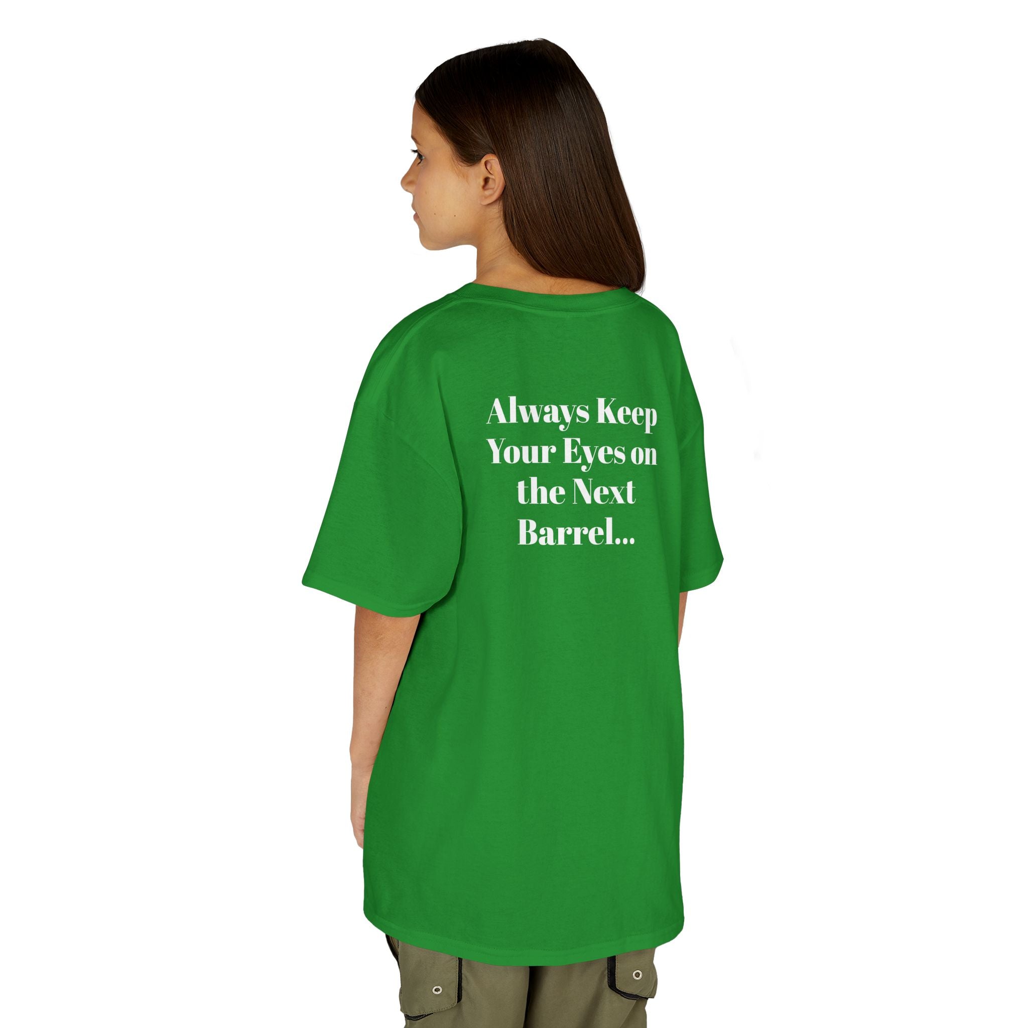 Kids T-Shirt — 'Always Keep Your Eye On the Next Barrel' Cowgirl Graphic
