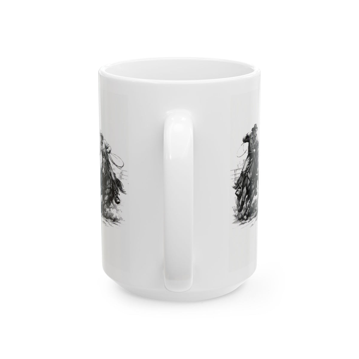 Team Ropers Rodeo Vintage Sketch Ceramic Mug – Western Coffee Cup (11oz & 15oz)
