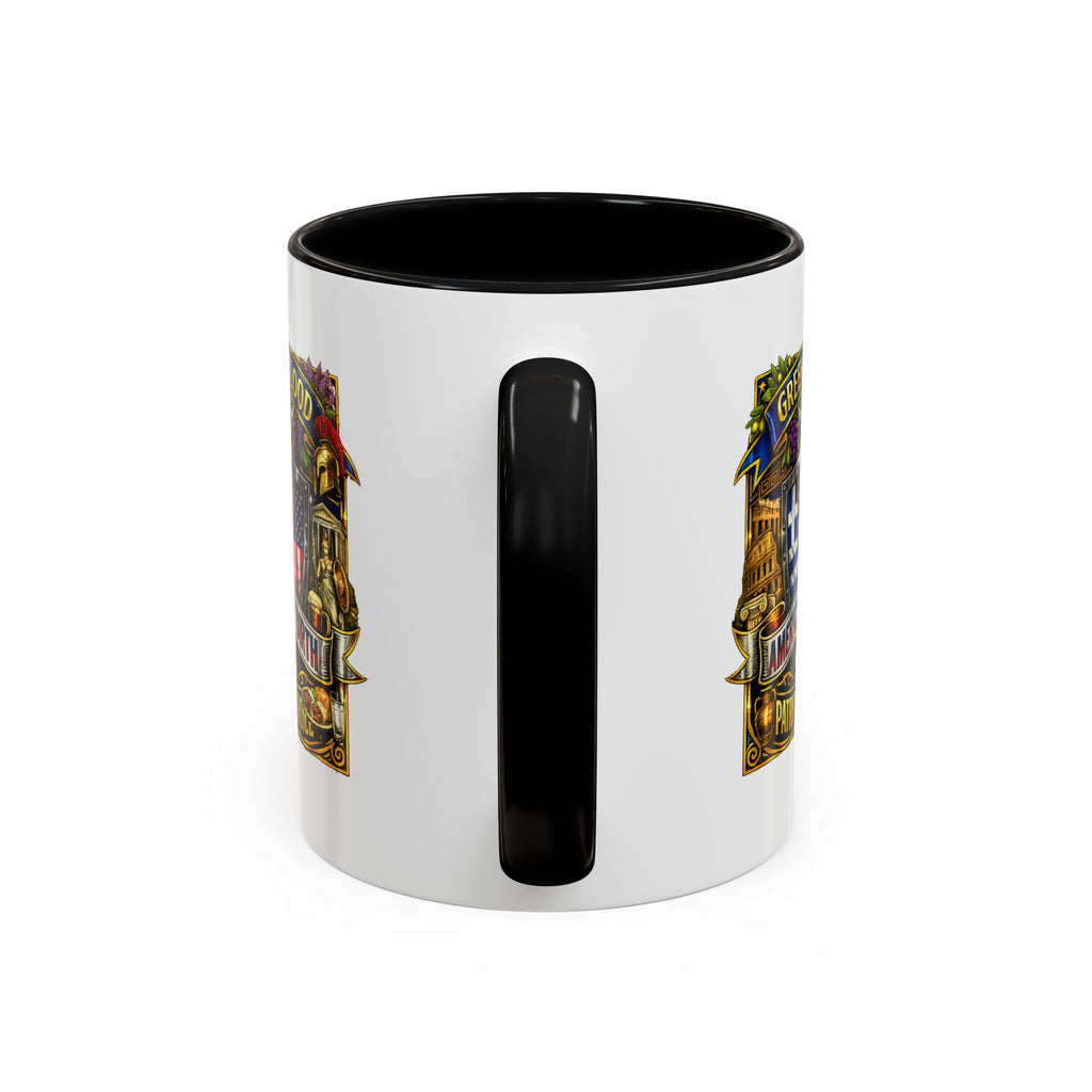 Greek by Blood, American by Birth Accent Coffee Mug – Patriotic Greek Heritage 11/15oz