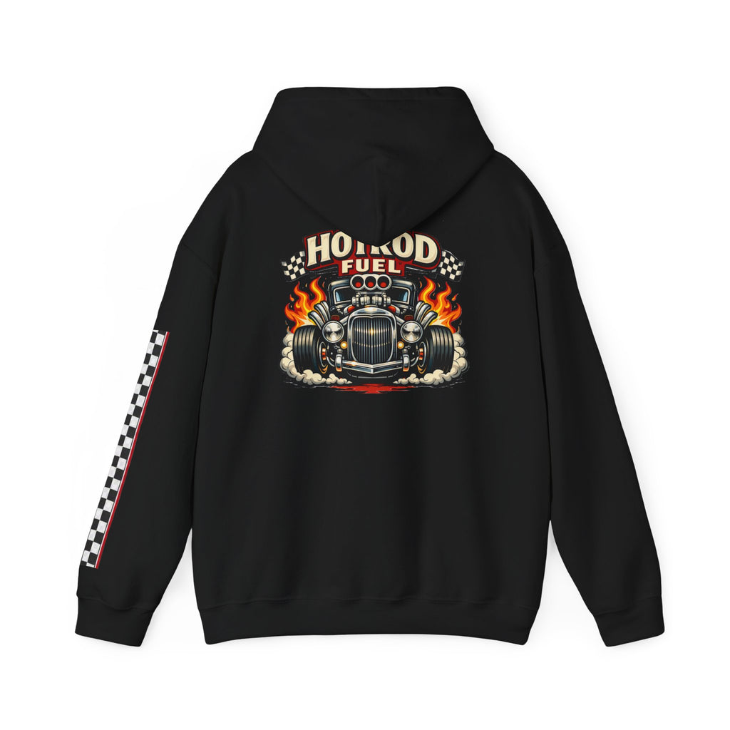 Hot Rod Hoodie — "Hot Rod Fuel" Vintage Car Racing Pullover