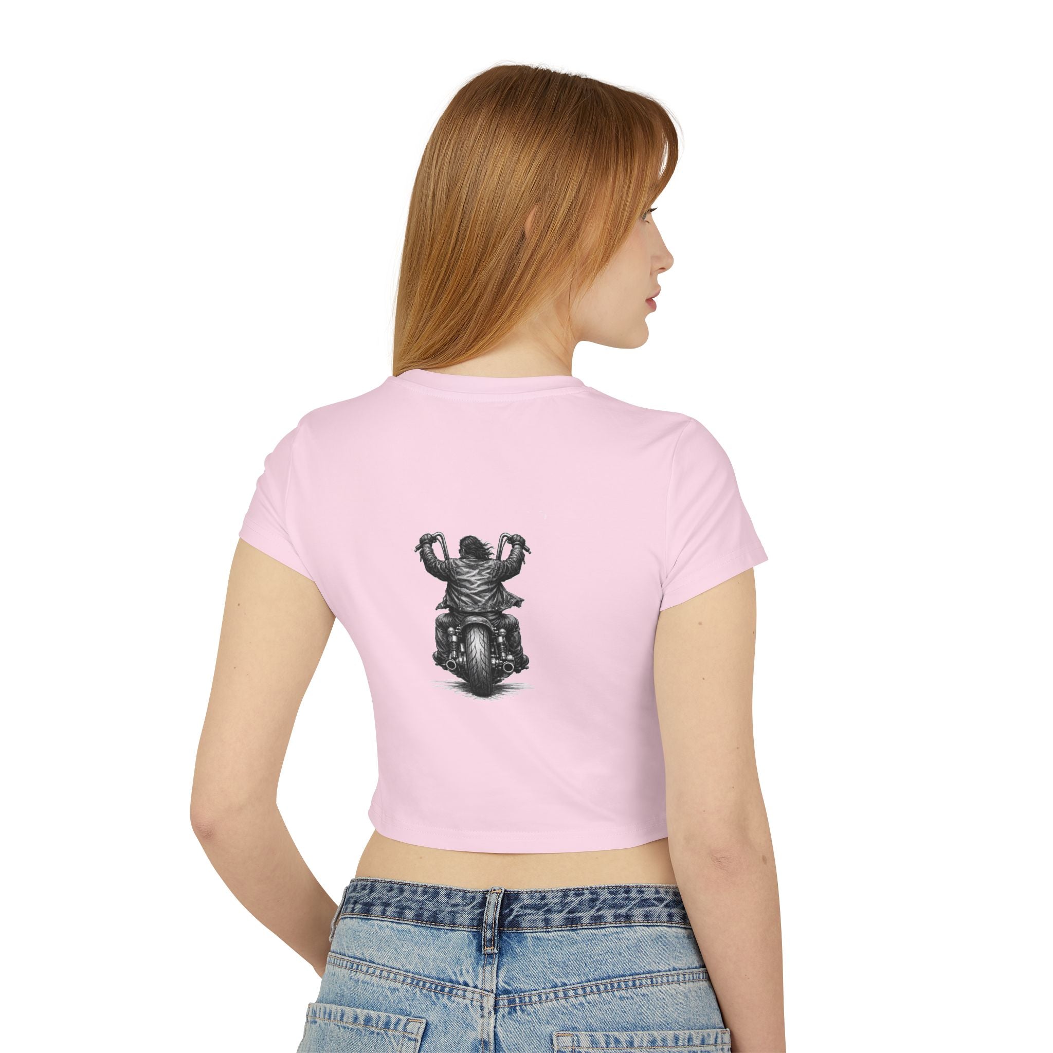Biker Women's Baby Tee — Vintage "BBBAD" Design