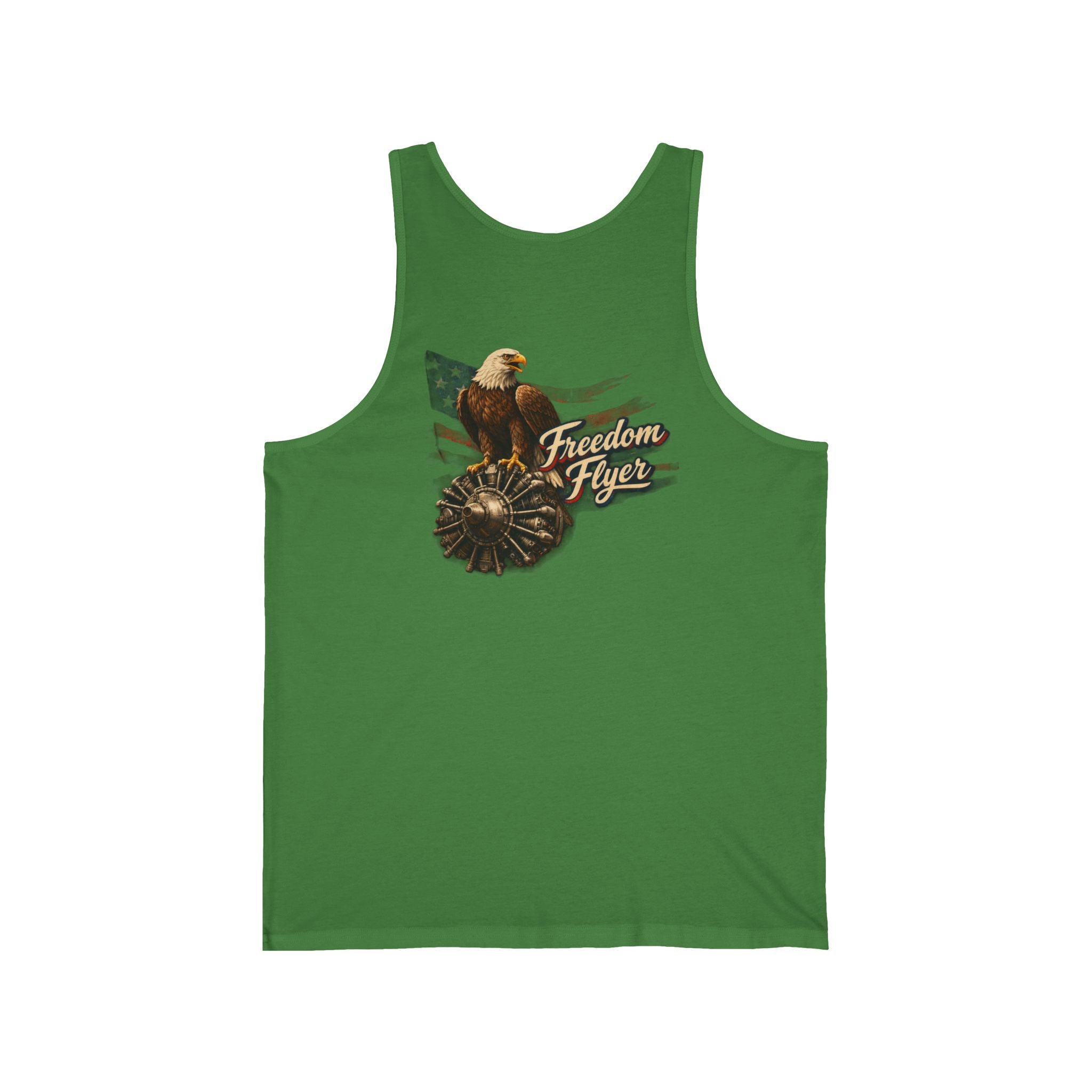 Freedom Flyer Tank Top — Eagle, Motorcycle & P-51 Plane Patriotic Graphic Tank