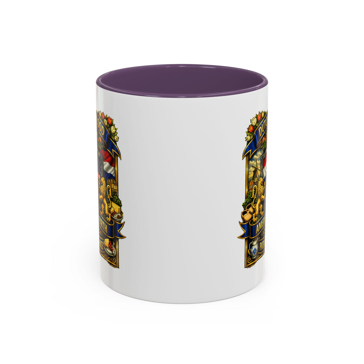 Dutch/American Pride Mug with Vintage Botanical Crest Design