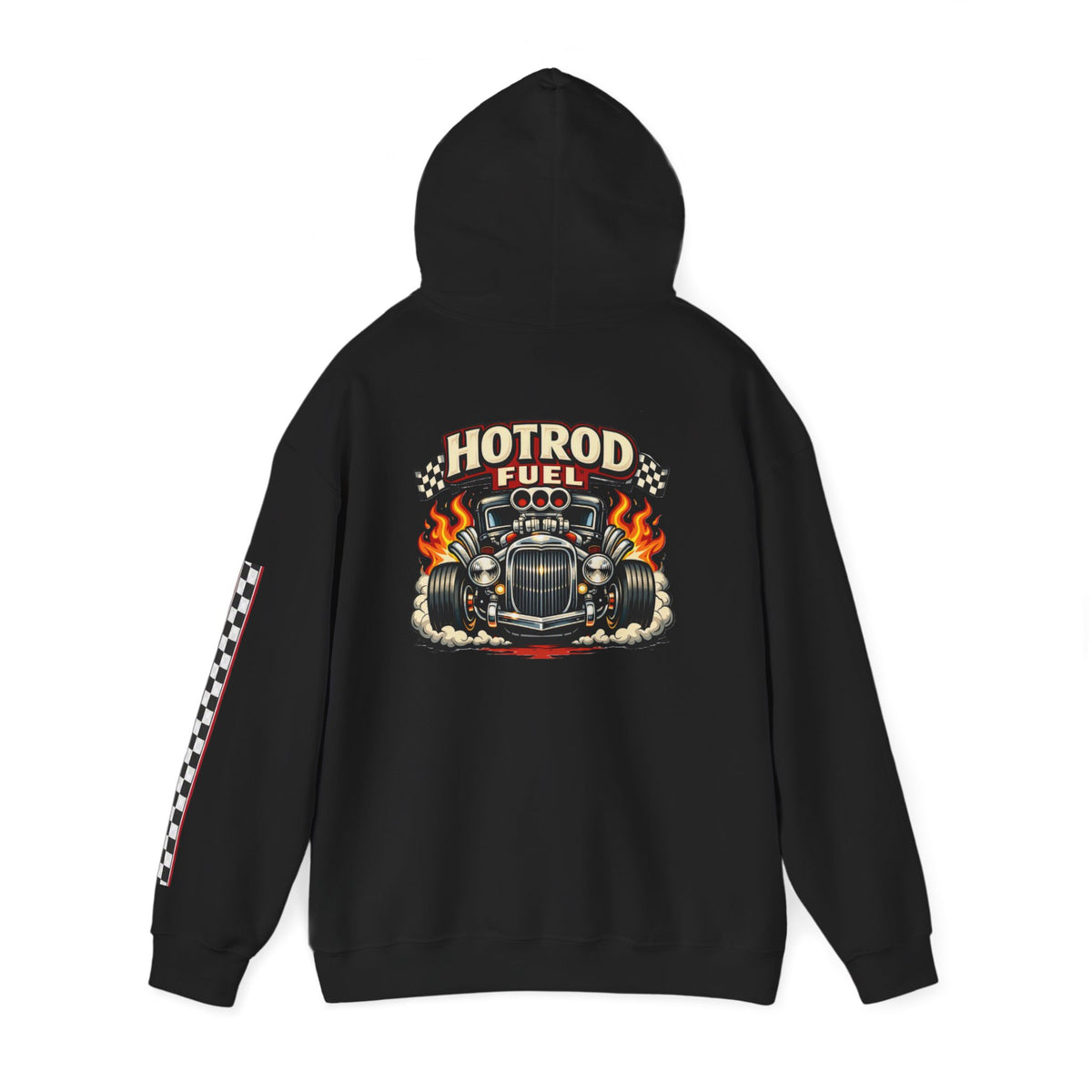 Hot Rod Hoodie — "Hot Rod Fuel" Vintage Car Racing Pullover