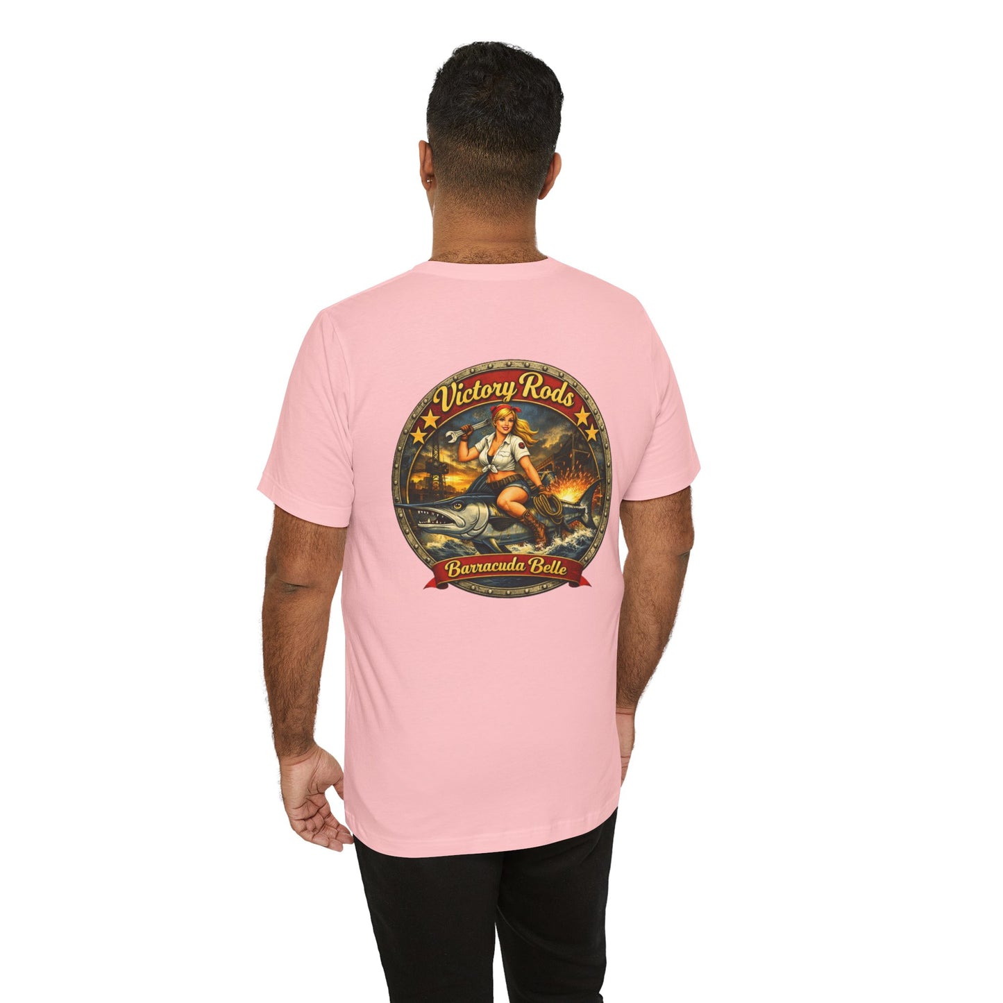 Barracuda Belle Vintage Pinup Tee — Victory Rods Motorcycle T‑Shirt