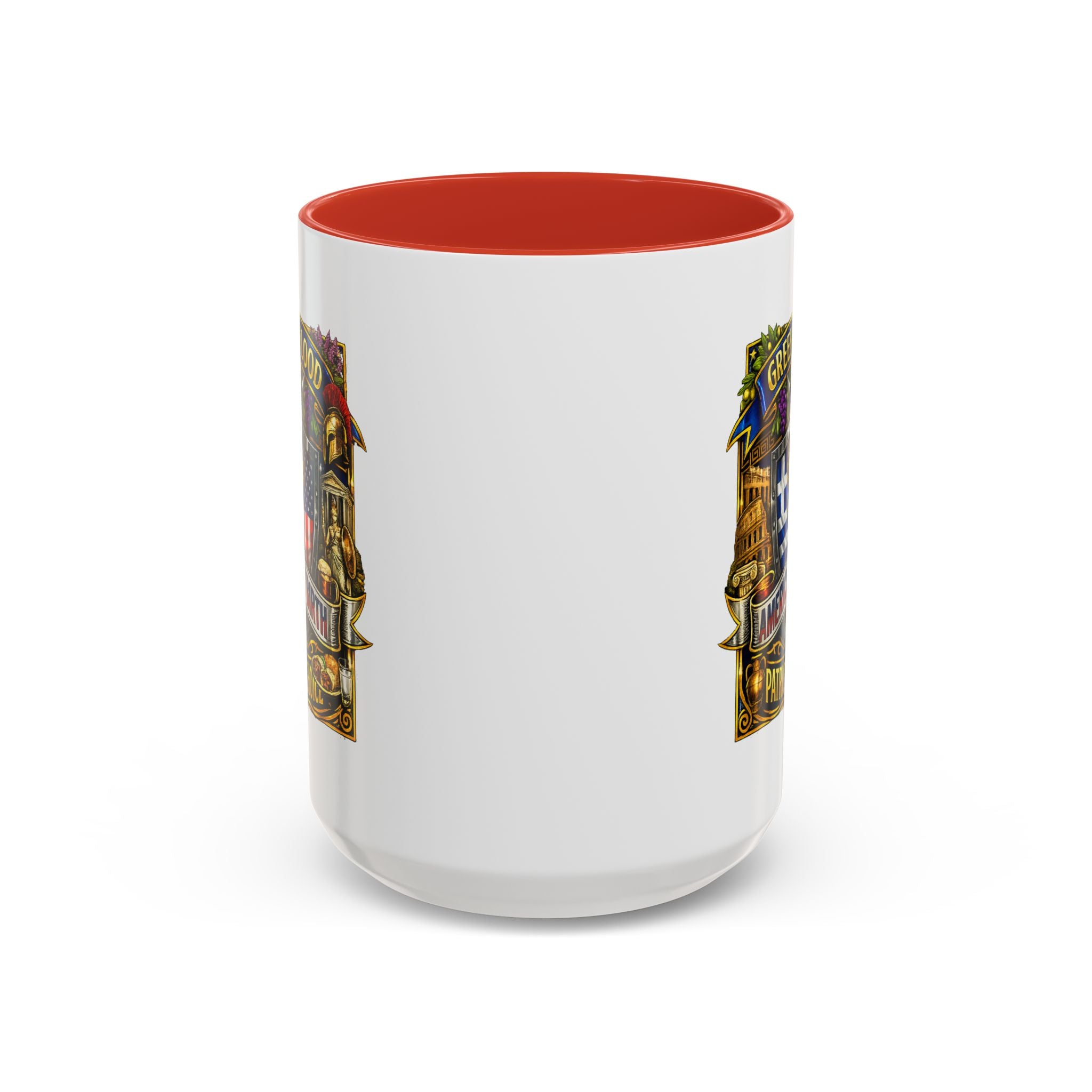 Greek by Blood, American by Birth Accent Coffee Mug – Patriotic Greek Heritage 11/15oz