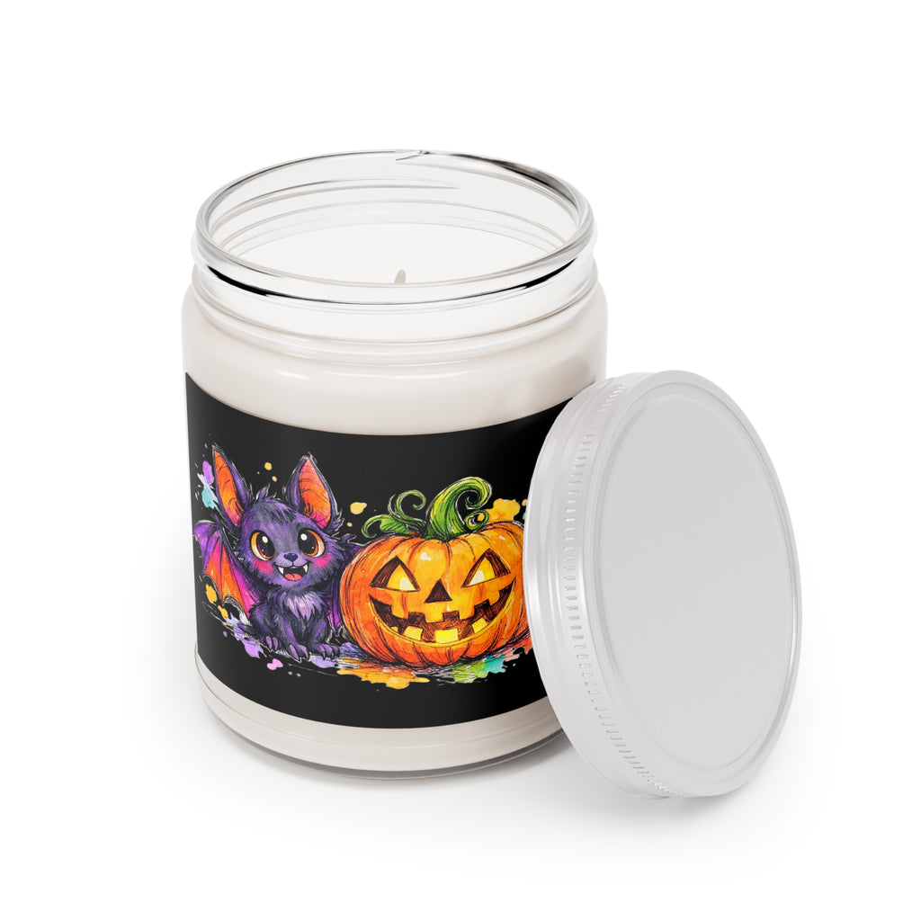 Halloween Pumpkin & Bat Soy Candle — 9oz Scented Jar