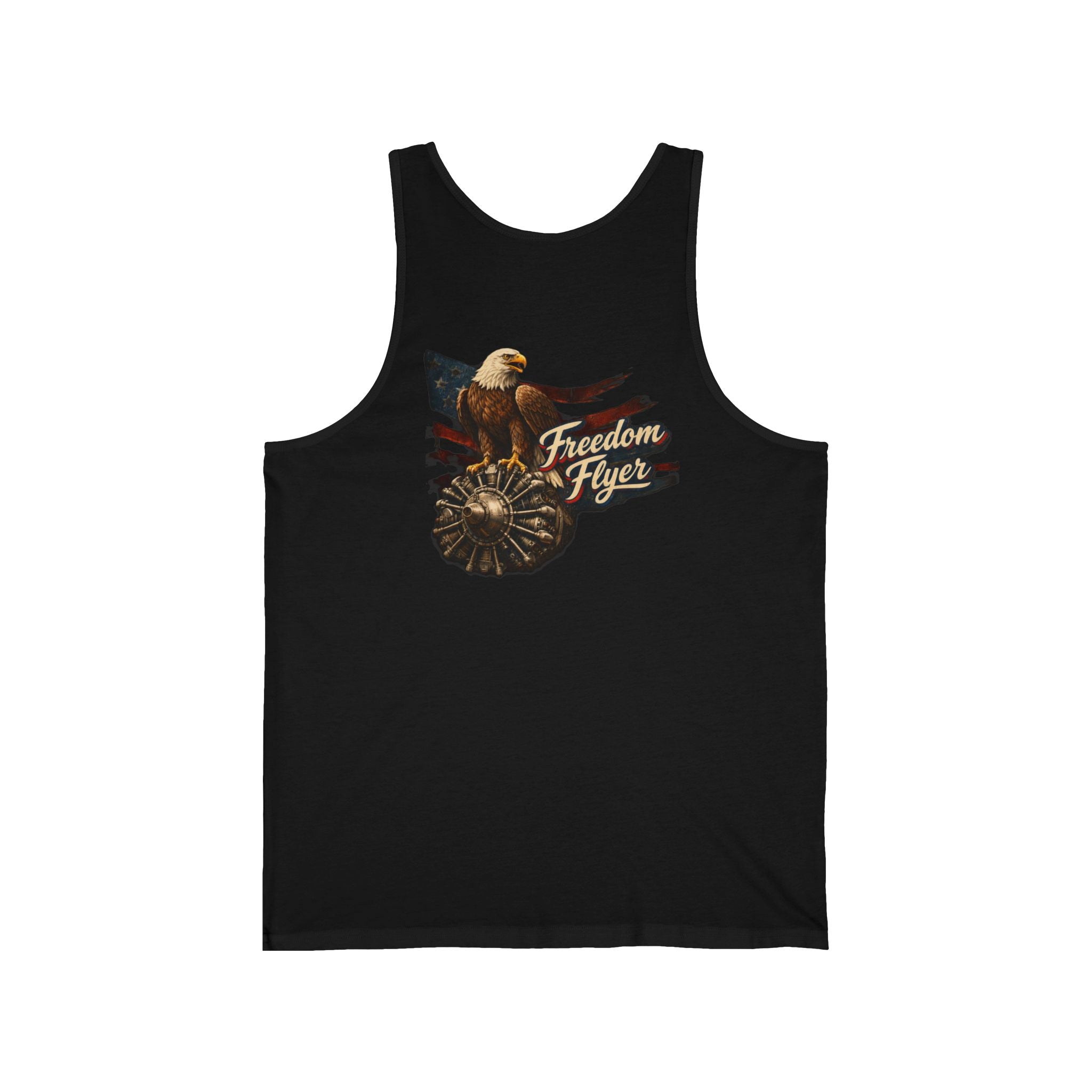 Freedom Flyer Tank Top — Eagle, Motorcycle & P-51 Plane Patriotic Graphic Tank