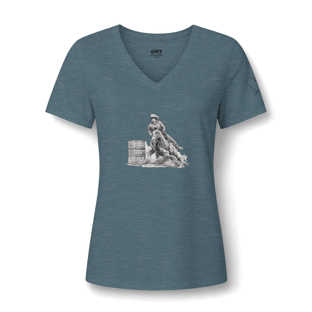 Cowgirl Barrel Racer V-Neck Tee — Rodeo Western Women's Shirt