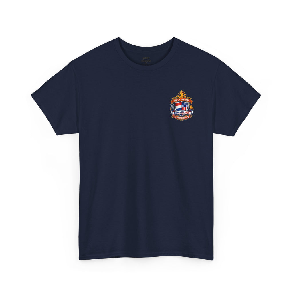 Dutch by Blood, American by Birth T-Shirt — Patriotic Netherlands USA Crest Tee