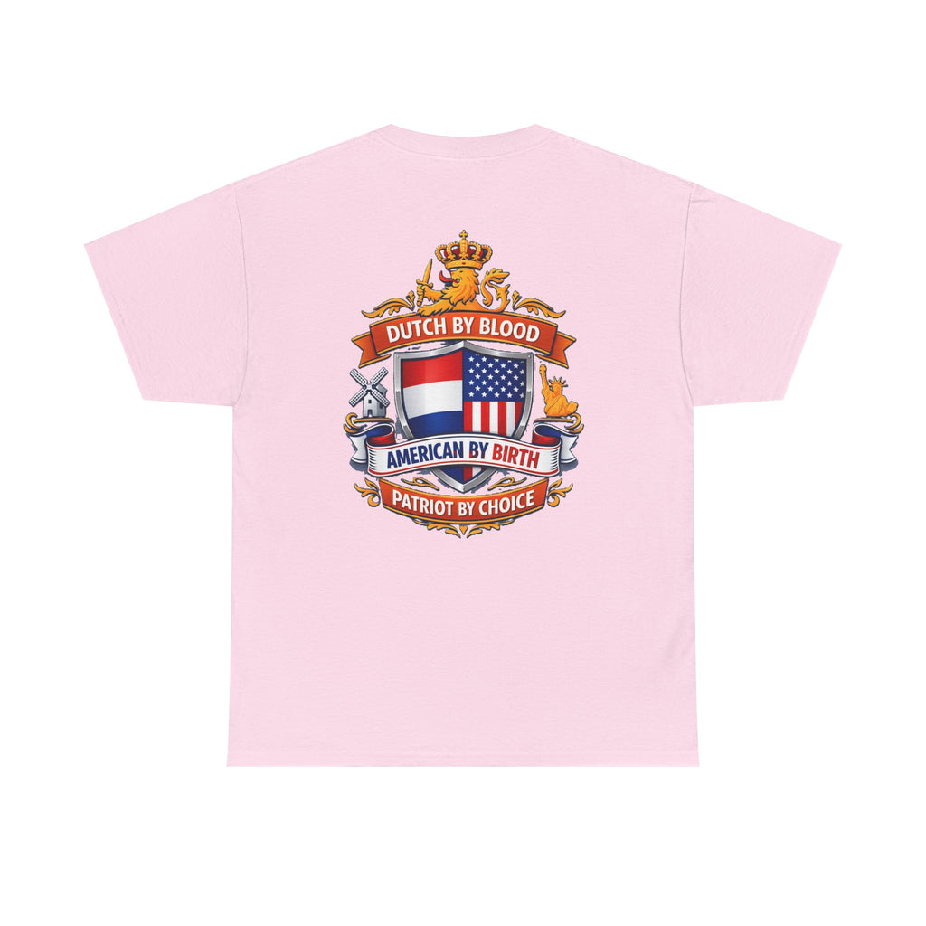 Dutch by Blood, American by Birth T-Shirt — Patriotic Netherlands USA Crest Tee